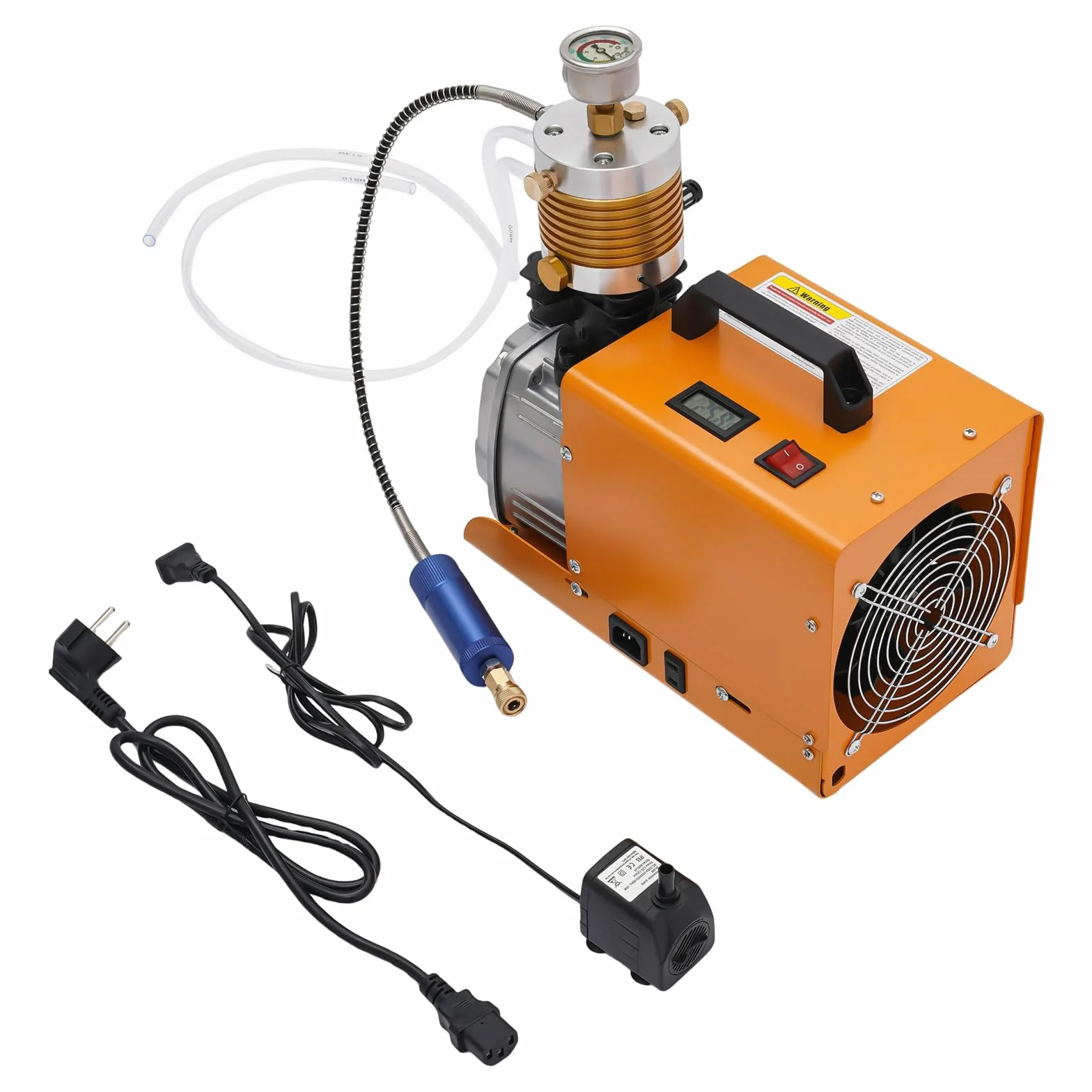 Kompresor PCP, 1,8 kW, 2800 obr./min, 300 bar, elektryczna pompa powietrza z podkładką antywibracyjną i rękawicami do wysokociśnieniowych butli gazowych, pompowania opon