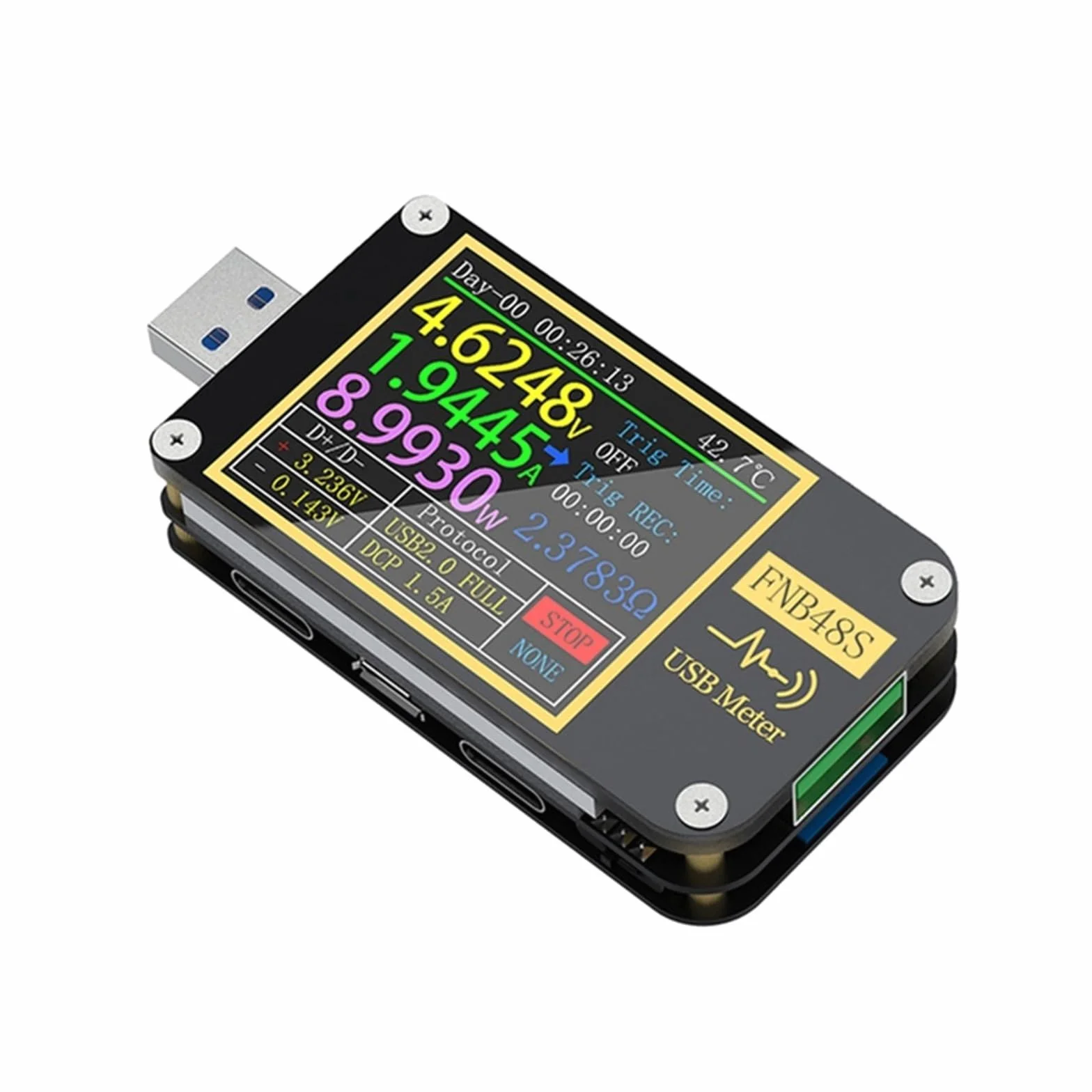 Tester USB,Tester kabla USB, FNB48S Tester Napięcia Pojemnościowego USB Miernik Prądu Monitor Analizator Wykrywania Mocy Narzędzia Testowe Z do sprawdzania pojemności, czyszczenia pojemności