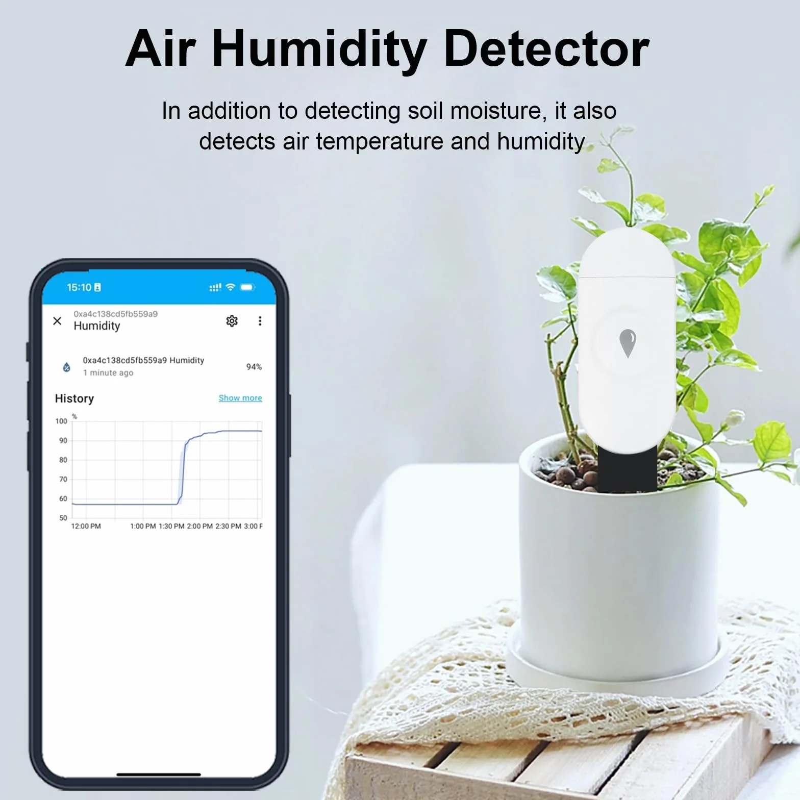Haozee Inteligentny czujnik wilgotności gleby Zigbee, higrometr/termometr do ogrodu, kompatybilny z Home Assistant