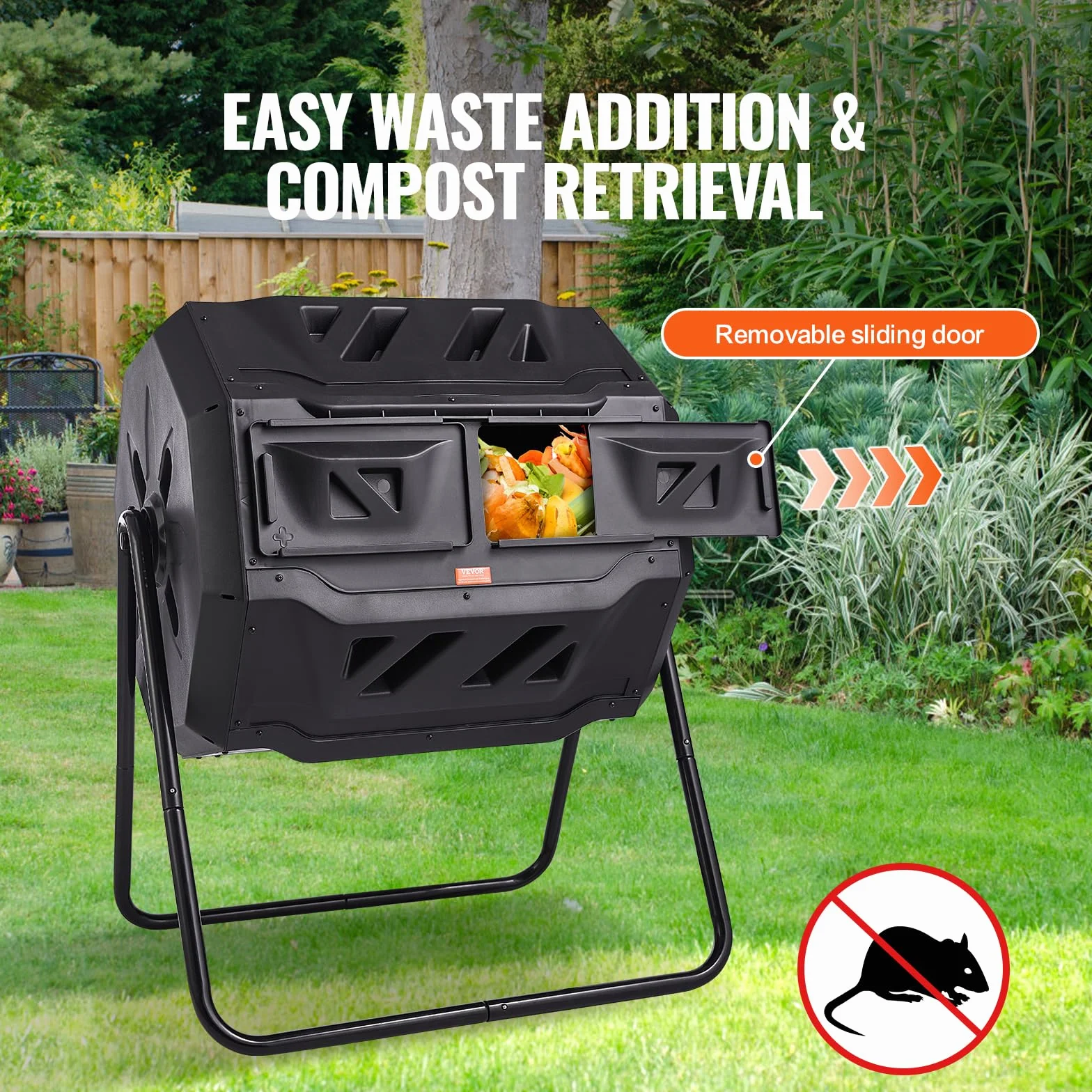 VEVOR kompostownik Tumbling 162,7 l obrotowy podwójną przestrzenią 735 x 625 x 955 mm 50 kg