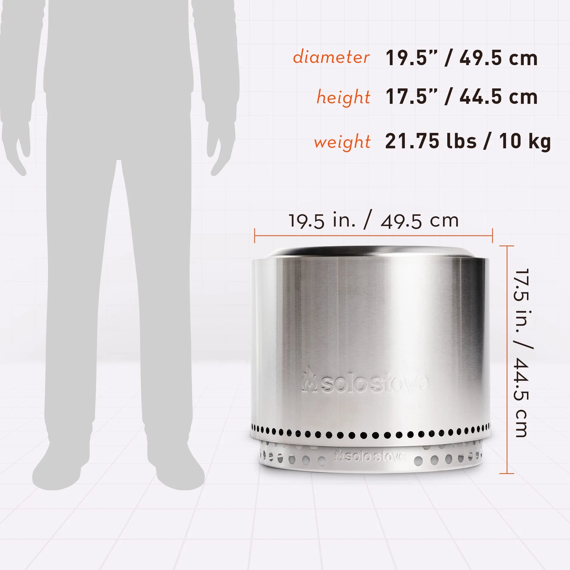 Solo Stove Bezdymny kosz ogniskowy stal nierdzewna 304 49,5 cm 9 kg standardowy stojak
