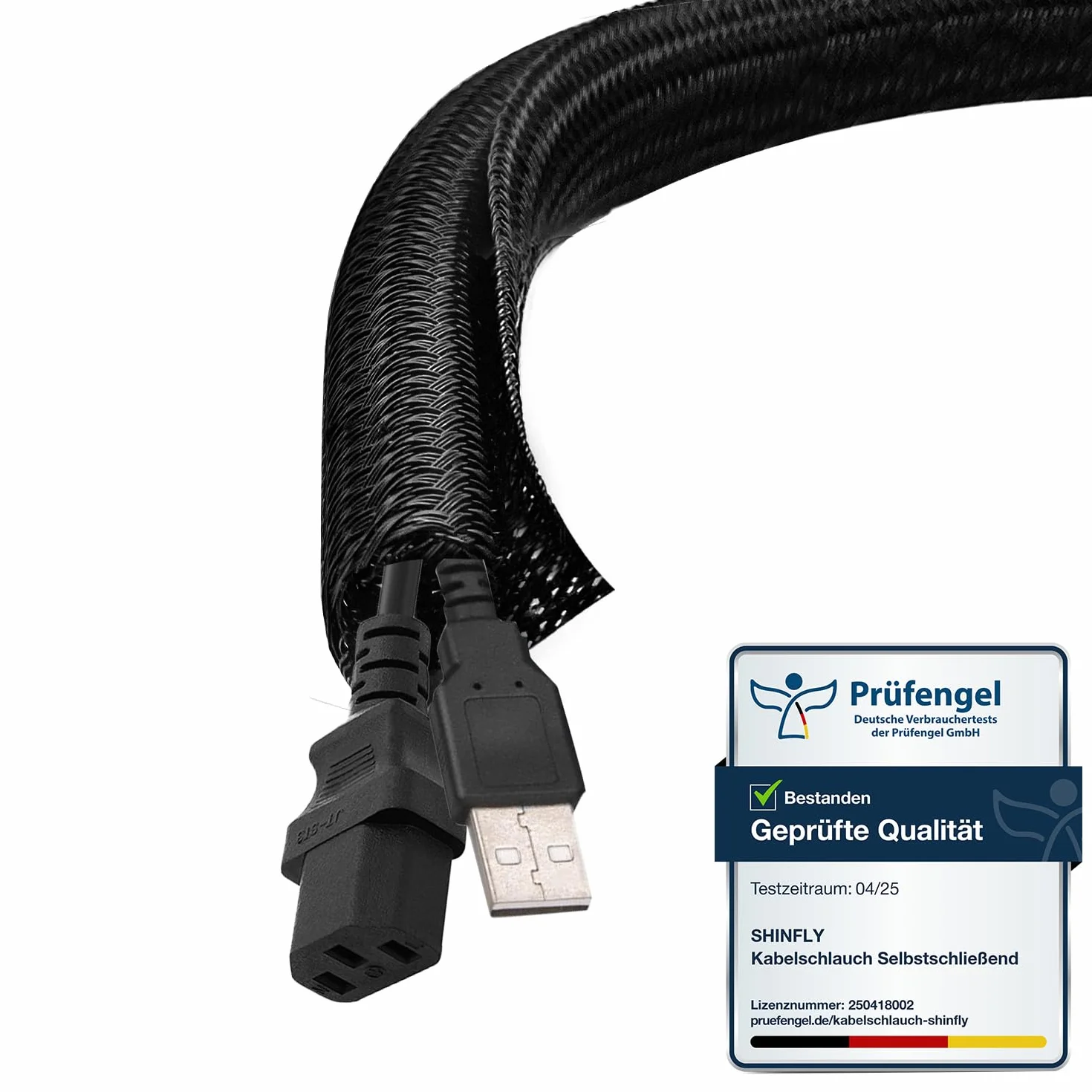 shinfly Wąż kablowy 6 mm - 10 m, samozamykający się kanał kablowy, zarządzanie kablami na biurko, telewizor, komputer, PC, ochrona kabla dla psa, kota, czarny