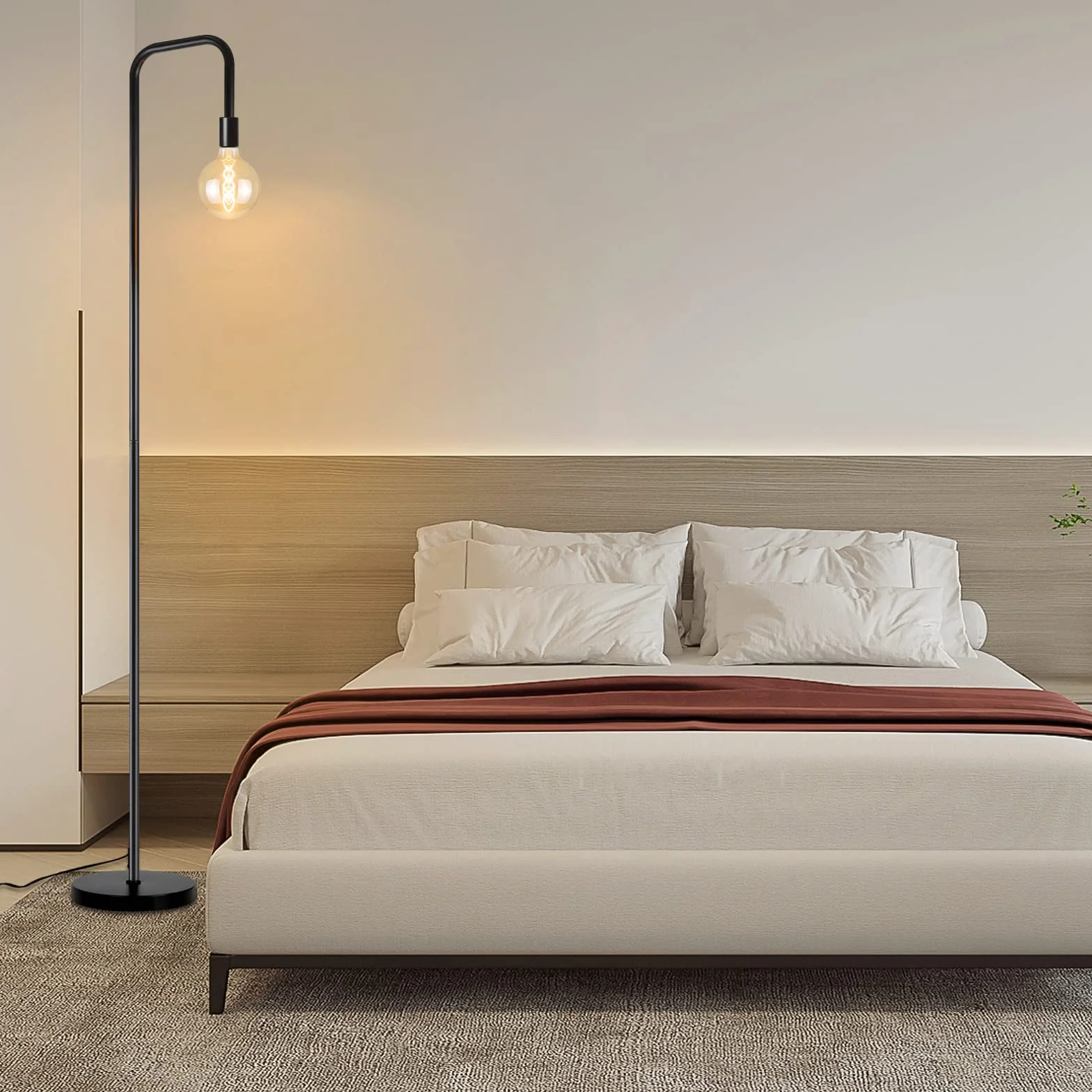 CBJKTX Lampa podłogowa Vintage do salonu - Czarna lampa podłogowa z | włącznikiem nożnym, metalowy design przemysłowy, lampa do salonu, sypialni, biura.