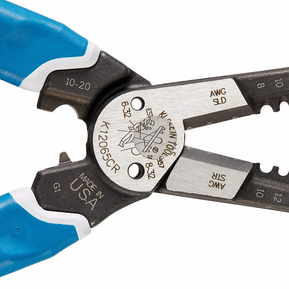 Klein Tools K12065CR narzędzie do ściągania izolacji/obcinarki, do cięcia, ściągania, zaciskania, skręcania (8-18 AWG solidne, 10-20 AWG)