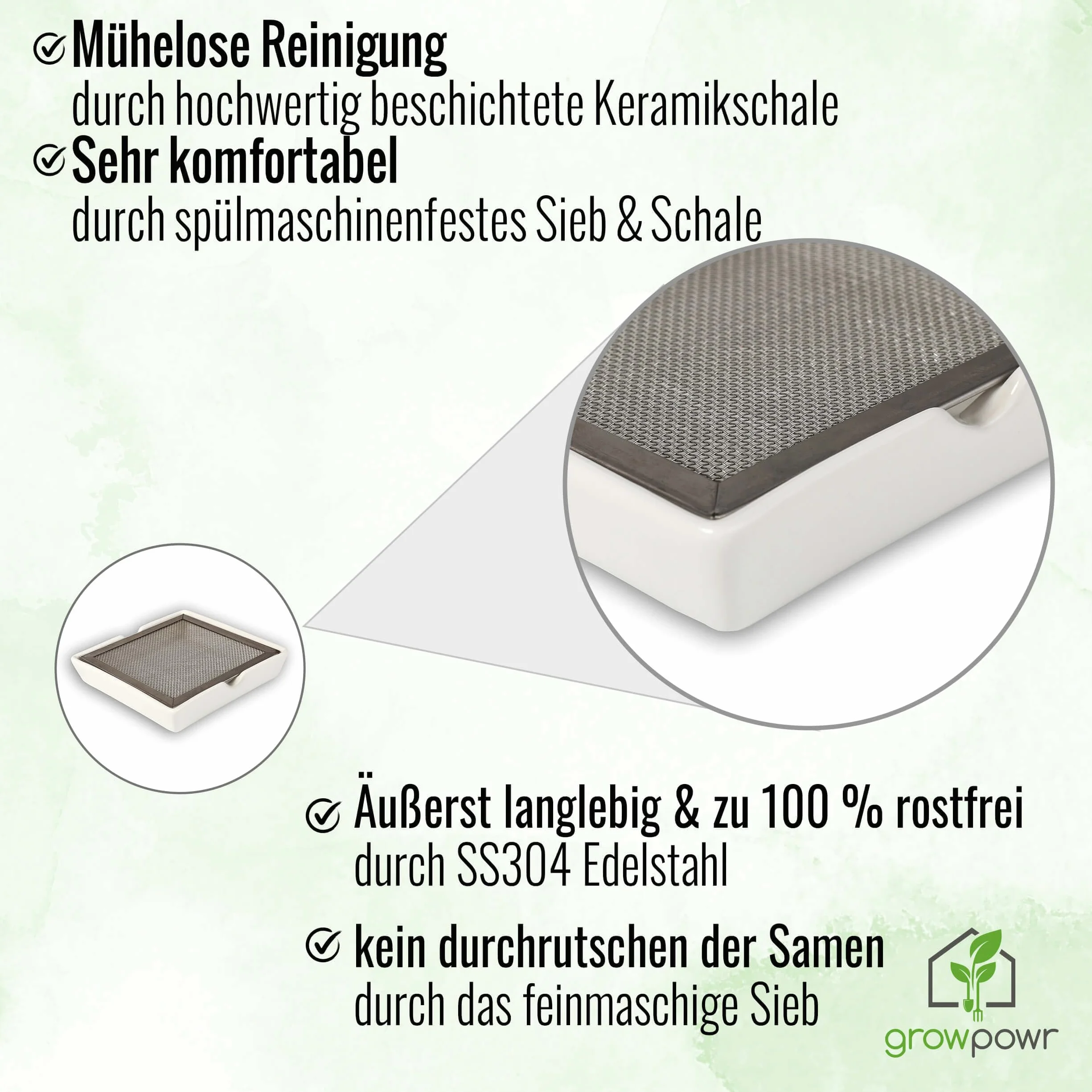 Miseczki do uprawy rzeżuchy 2 x miska ceramiczna z sitkiem