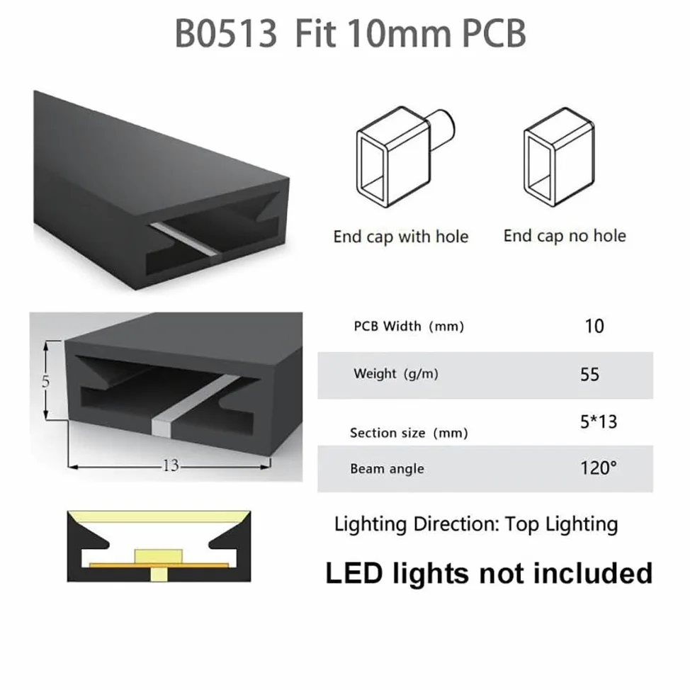 Rurka LED Neon Flex Silikonowa wodoodporna listwa oświetleniowa do dekoracji wnętrz na zewnątrz - Jednolity blask Możliwość zginania 1 szt(Black-0513-4m)