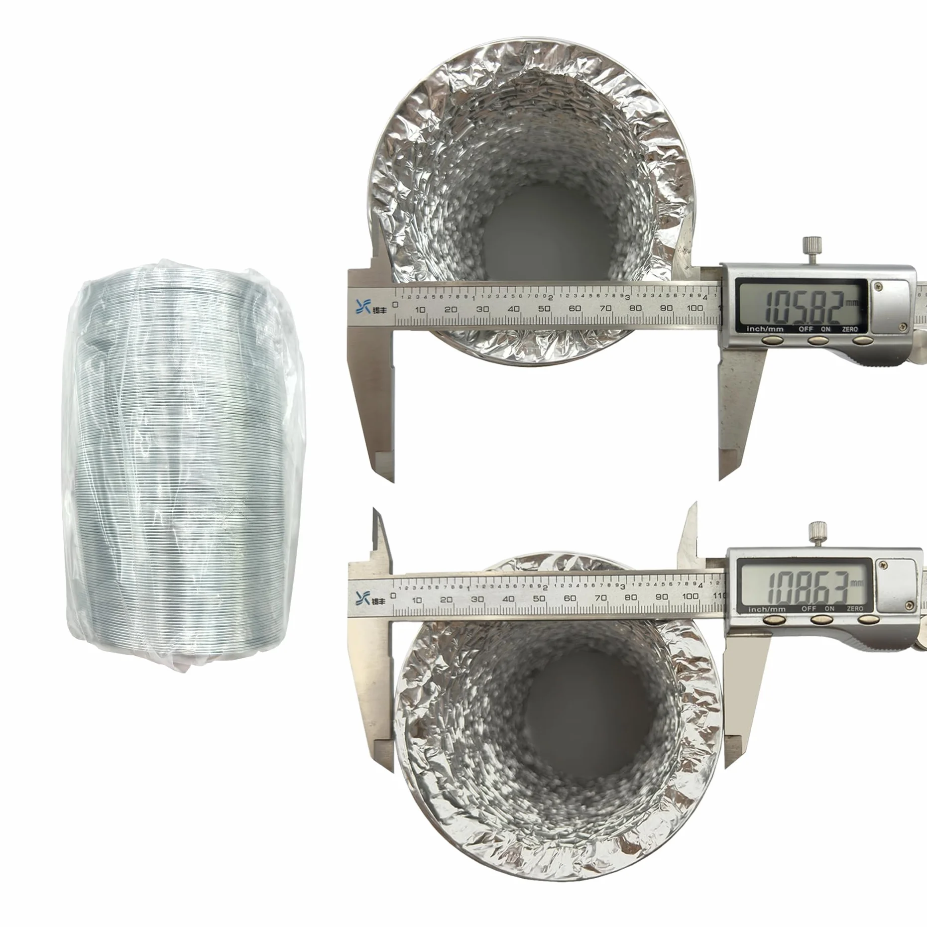 Wytrzymały Ø102mm Długość 2,5m Nieizolowany Elastyczny Aluminiowy Wąż Kanałowy do Wentylacji HVAC 2 Zaciski ze Stali Nierdzewnej w Zestawie