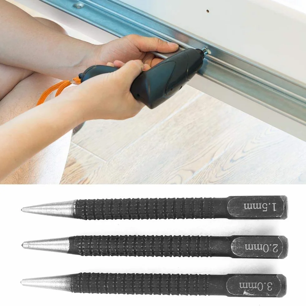 3 Stück Center Punch Holzmarkierungswerkzeug Markierung Punch Center Punch Kombinationsmarker für die Bohrpositionierung