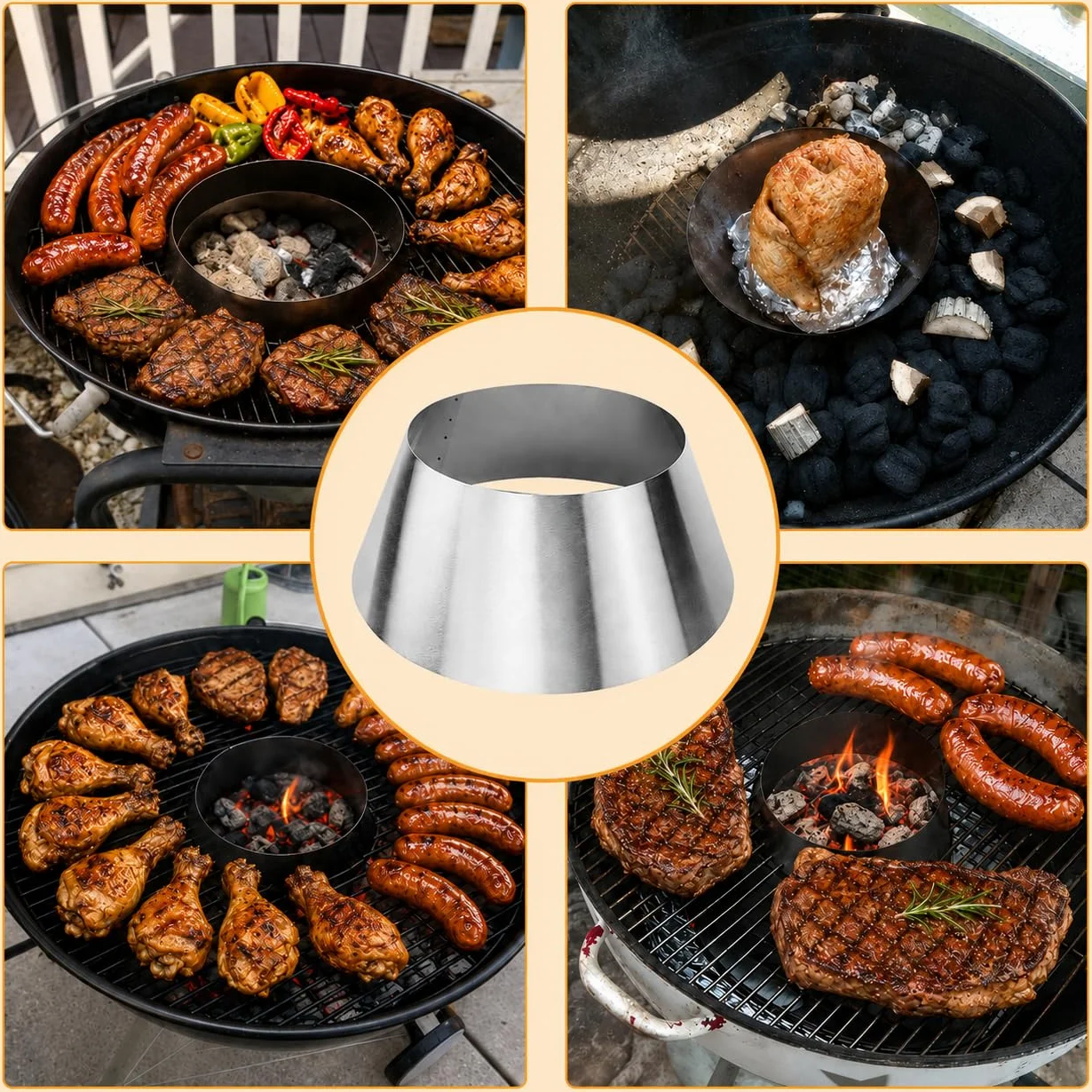 Denmay Basen do grilla BBQ do Weber Kettle, Smokey Mountain/WSM, XL Big Green Egg, Kamado, 57 cm
