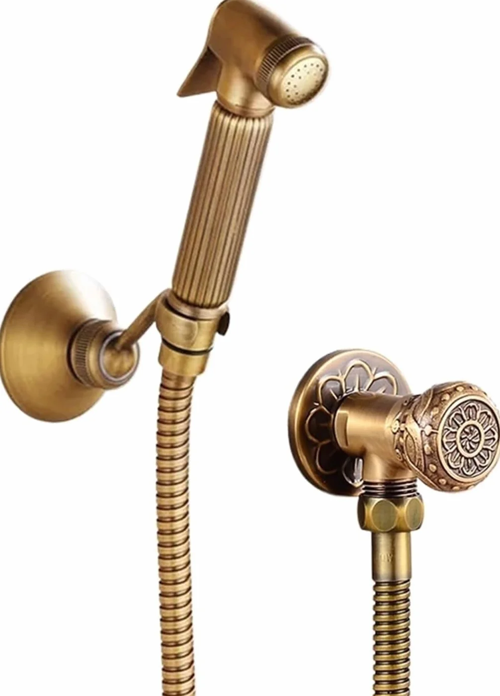 Zestaw słuchawkowy ręczny bidet głowica prysznicowa Shattaf Antyczny brąz Zestaw zaworów miedzianych, baterie strumieniowe (antyczny 2)