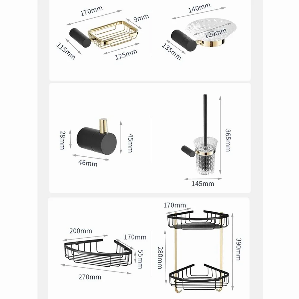 HLTYGWX Wieszak na ręczniki Zestaw akcesoriów łazienkowych, pojedynczy haczyk, ręcznik, uchwyt na papier w rolce, szczotka toaletowa, mydelniczka, uchwyt na telefon komórkowy Akcesoria