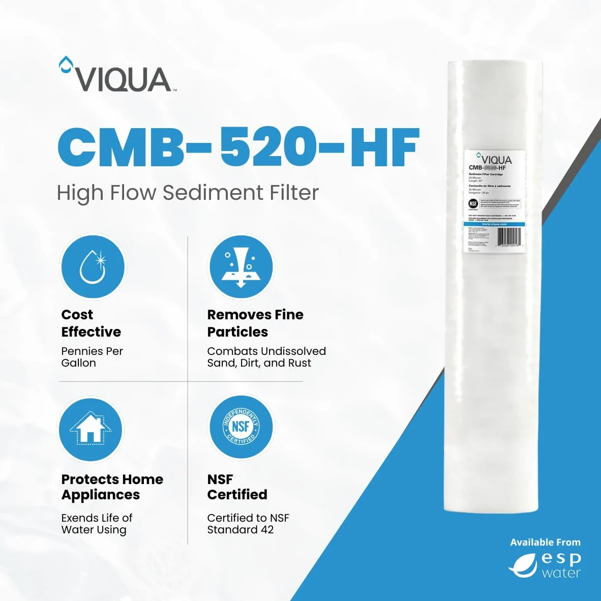 Viqua CMB-520-HF polipropylenowy filtr do wody osadowej do systemów UV IHS22-D4, IHS22-E4 i VH410-F20 20