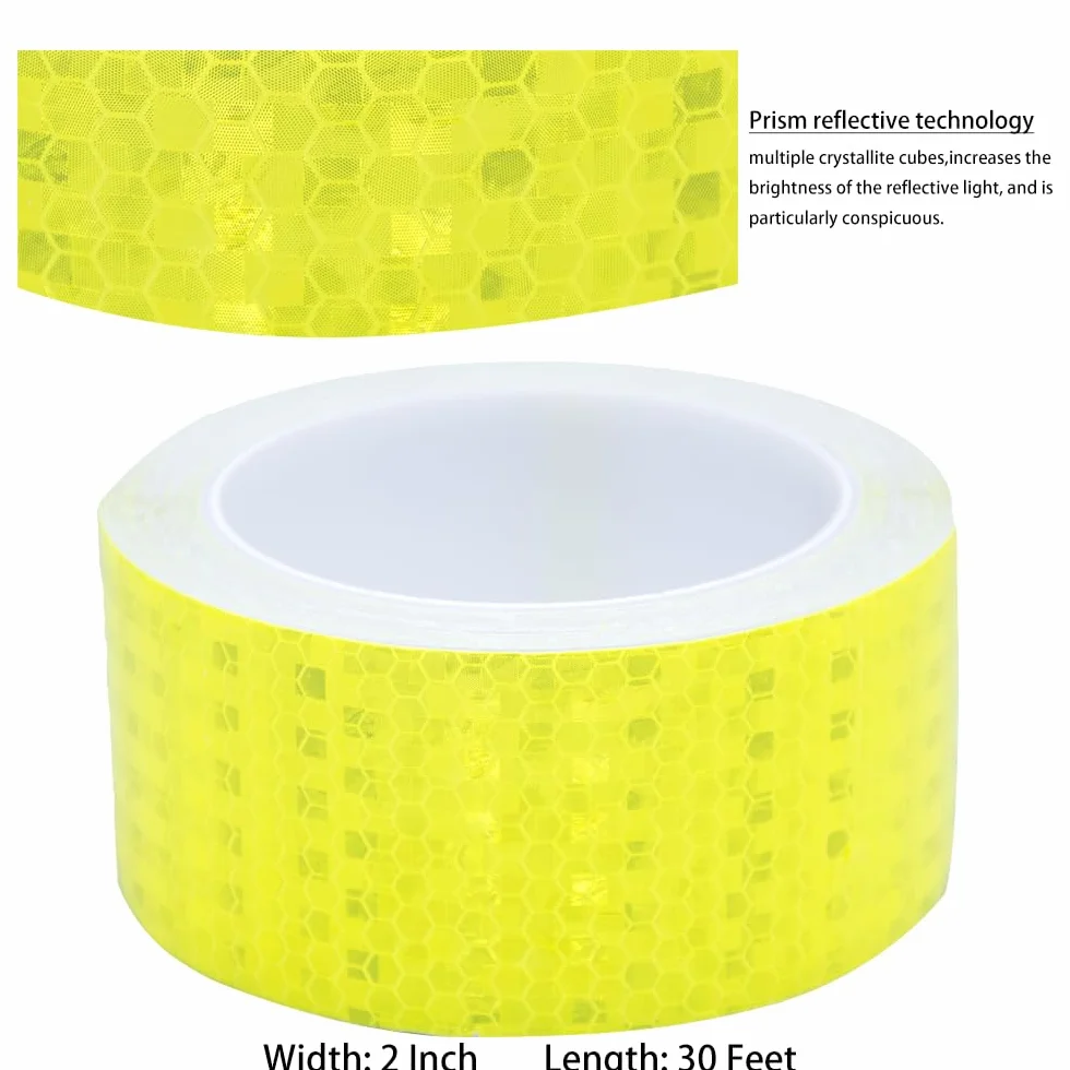 Wysoce odblaskowa taśma klejąca, fluorescencyjna, żółta, 5 cm x 10 m – samoprzylepna taśma odblaskowa do pojazdów, przyczep, rowerów, kasków, ciężarówek – wodoszczelna i bardzo trwała