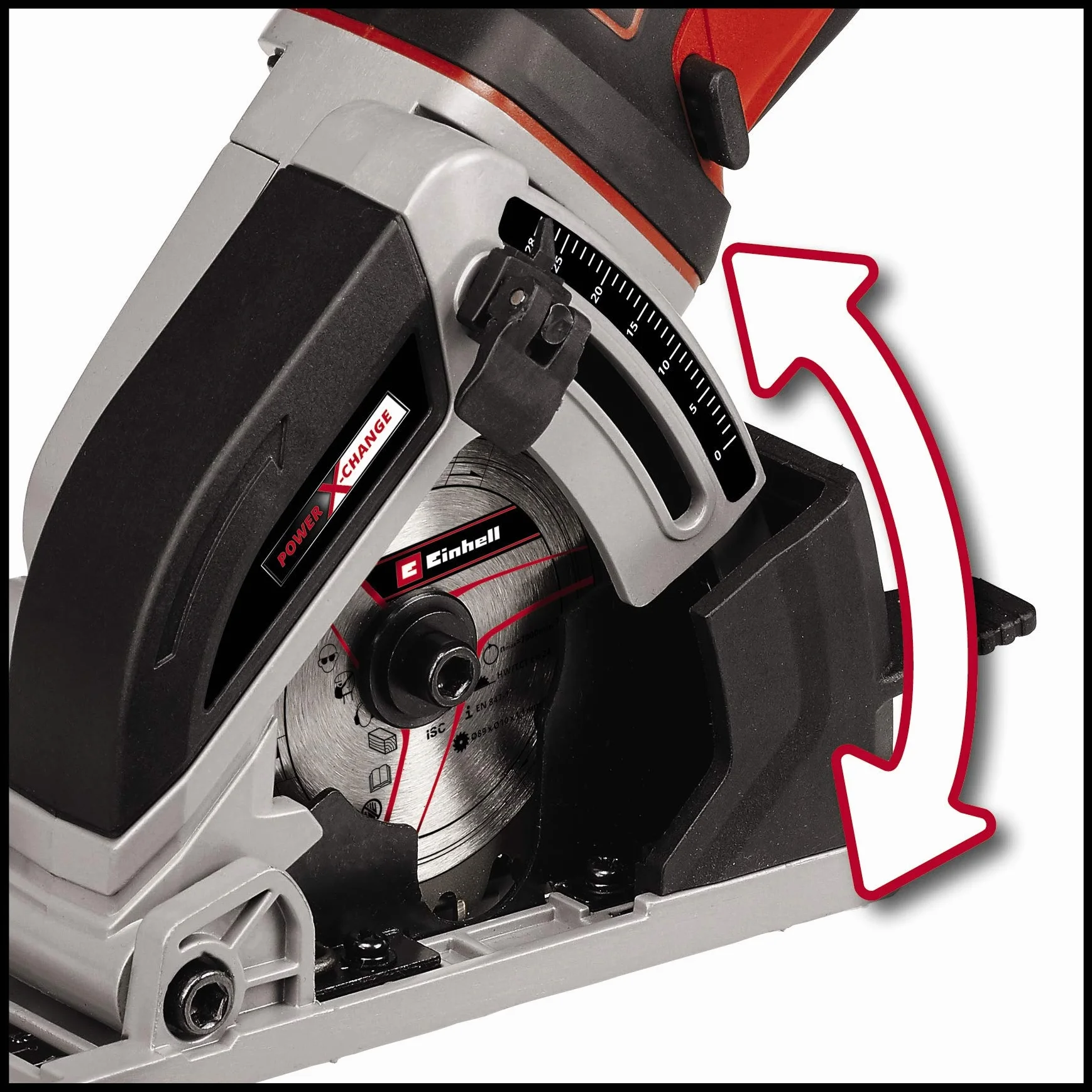 Einhell TE-CS 18/89 Li-Solo Akumulatorowa mini pilarka tarczowa 18 V Li-ion 2500 min-1 głębokość cięcia 28 mm średnica tarczy 89 mm