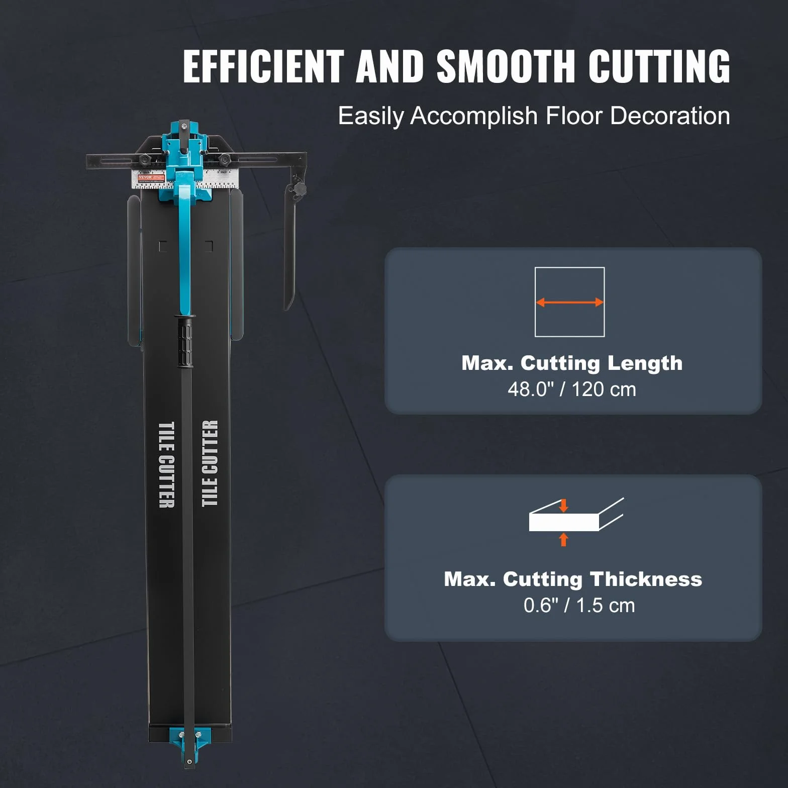 VEVOR 1200 mm ręczna przecinarka do płytek długość cięcia wydajność cięcia 120 cm z regulowaną funkcją pozycjonowania