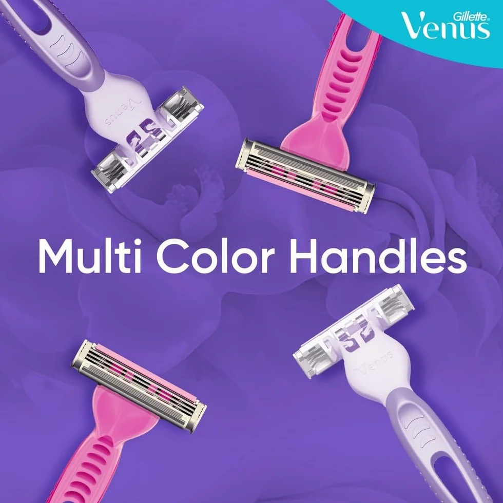 Gillette Venus 3 podstawowe jednorazowe golarki damskie, 3 damskie golarki z wygodnymi ostrzami