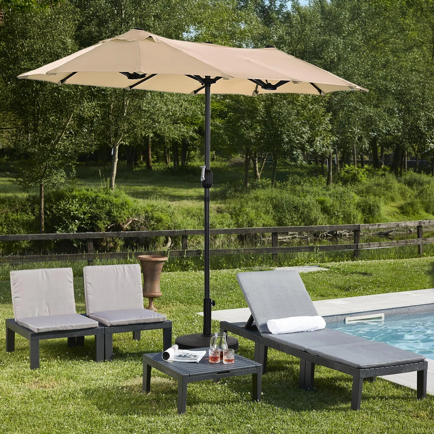 Angel Living parasol przeciwsłoneczny 297 x 153 cm ogrodowy tarasowy UV50+