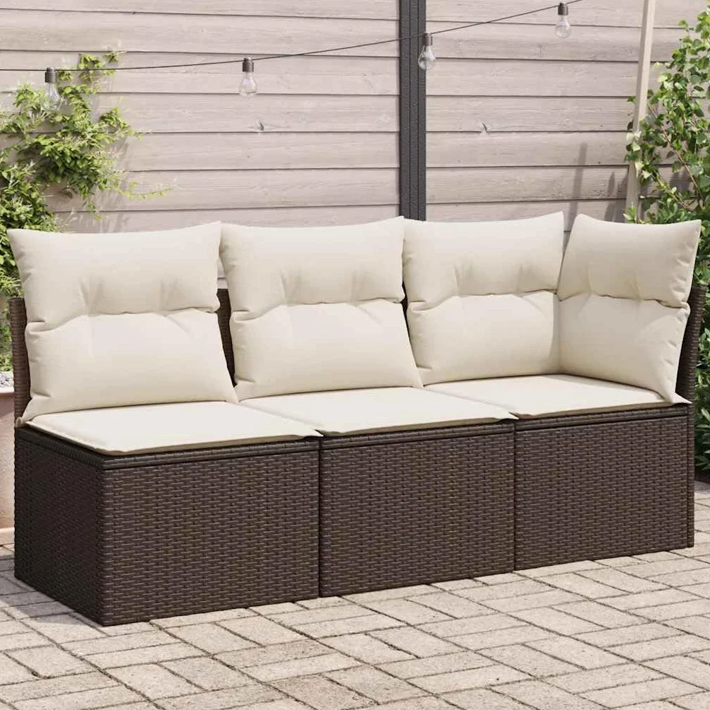 vidaXL Sofa ogrodowa 3-osobowa brązowa polirattan kanapa siedzisko ogrodowe