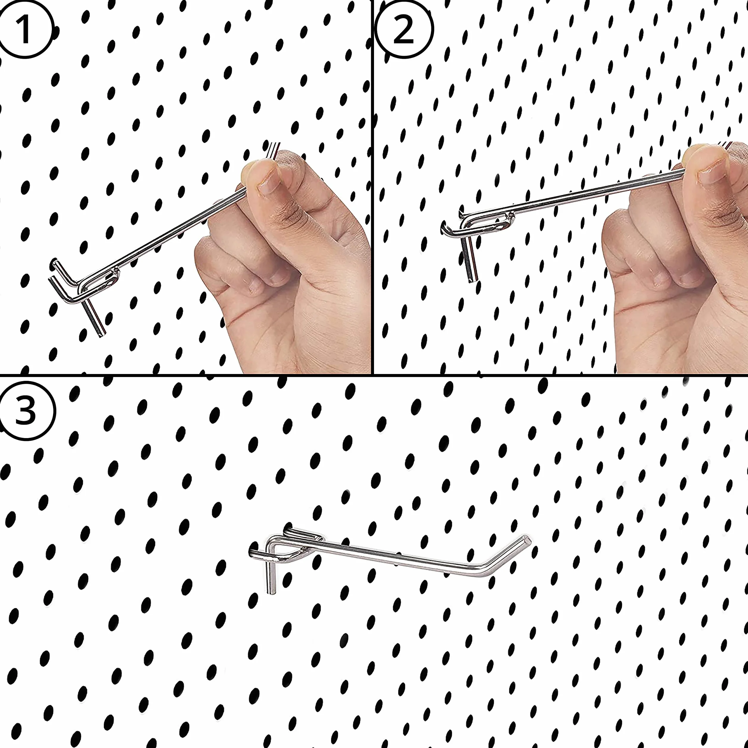 Belle Vous 50 sztuk pojedynczych stalowych haczyków do tablic pegboardowych - 10,5 cm / 4,13 cala - wytrzymały metalowy uchwyt ścienny - hak tablicowy do organizowania warsztatów garażowych i regałów