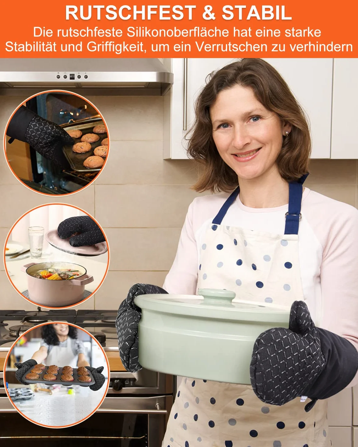 Rękawice kuchenne odporne na wysokie temperatury zestaw 4 sztuk