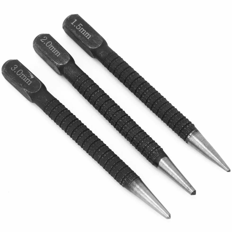 3 Stück Center Punch Holzmarkierungswerkzeug Markierung Punch Center Punch Kombinationsmarker für die Bohrpositionierung