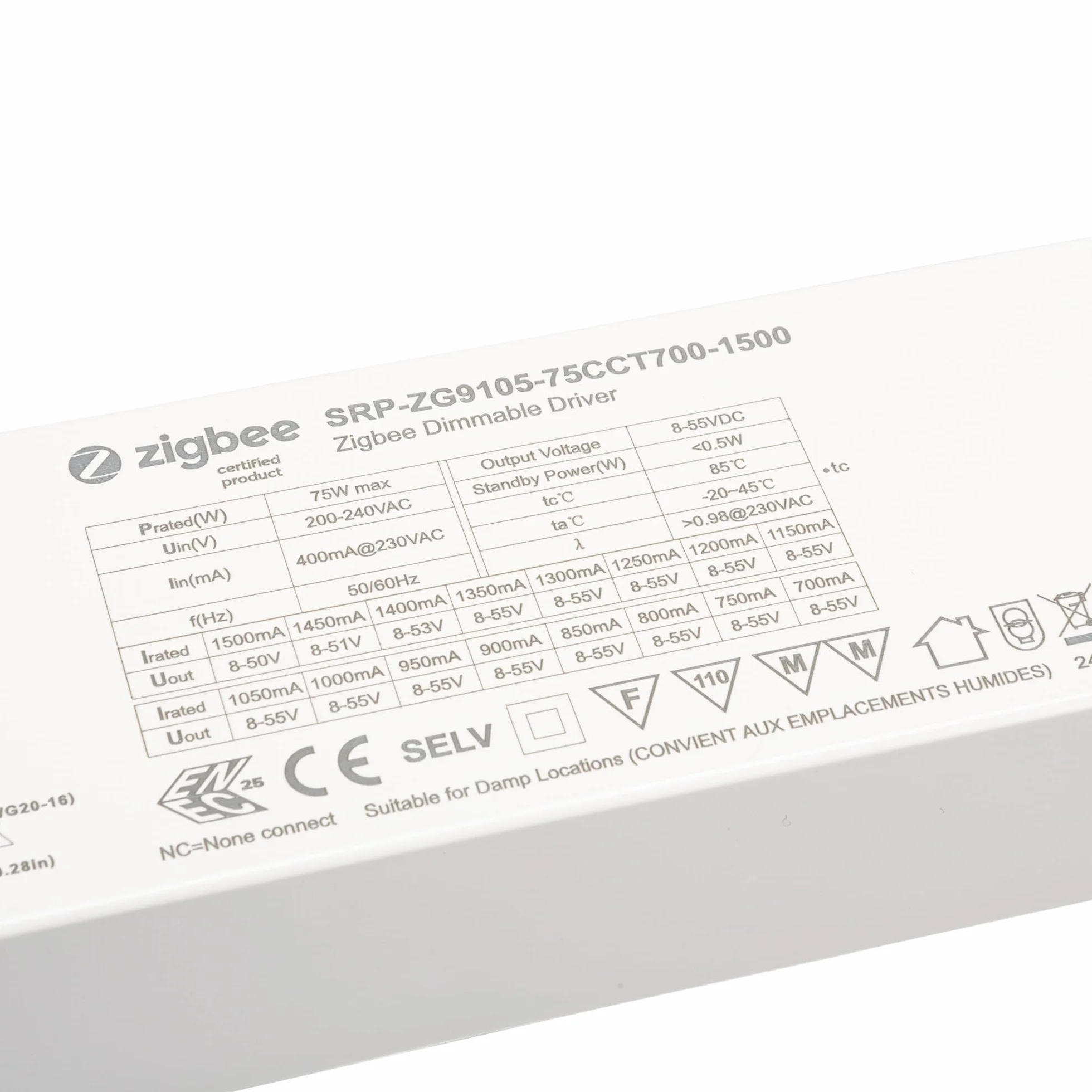 CONNEX 75 W ZigBee CCT ściemniany sterownik SRP-ZG9105-75CCT700-1500