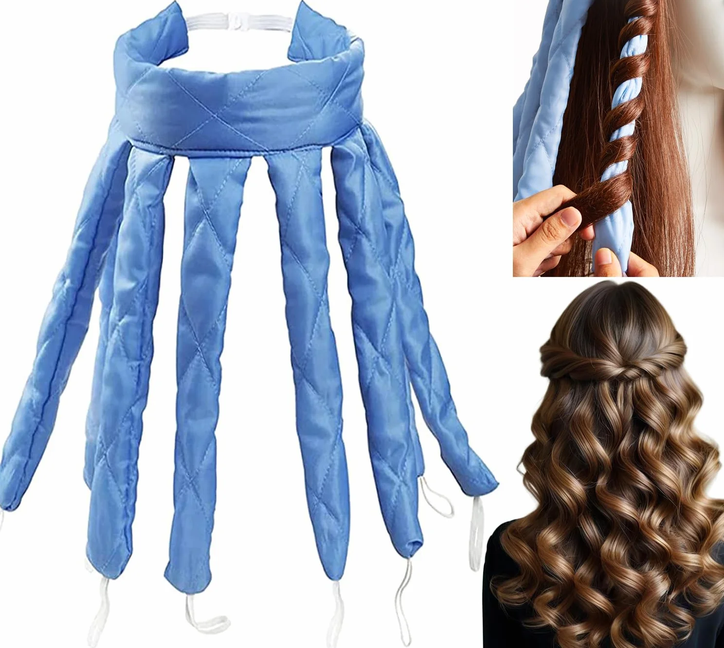 Heatless Curlers opaska na głowę, ośmiornica, lokówka do włosów na noc, bez wysokiej temperatury, do długich i średnich włosów, jedwabna taśma, miękka opaska na czoło, falowane narzędzia dla kobiet i