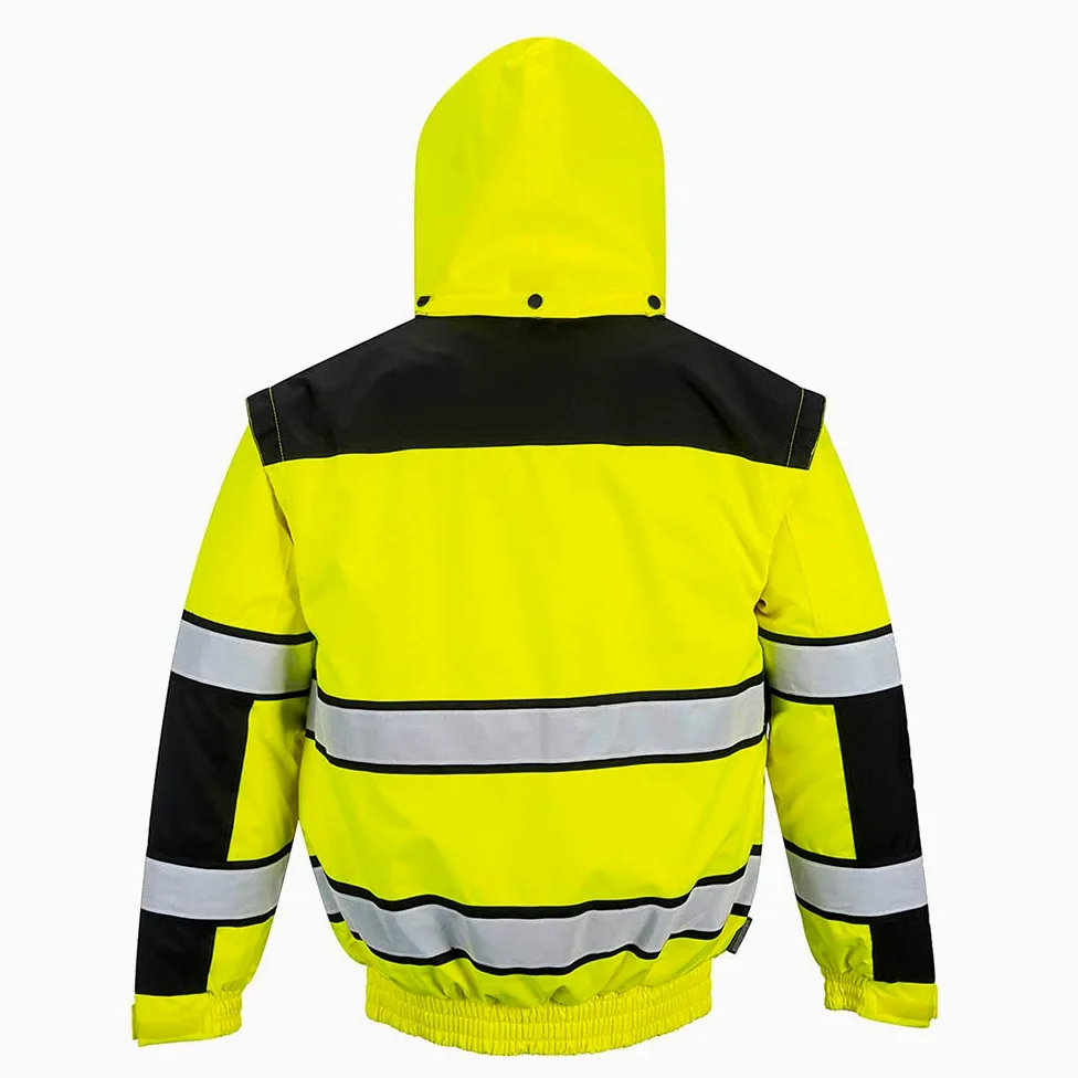 Portwest C466 Kurtka robocza 3-in-1 Elementy Odblaskowe Zamek Błyskawiczny | Żółty/Czarny, XL, EN ISO 20471 Klasa 3, EN 342, Krój Standardowy, Długi Rękaw, Unisex, 6 Kieszeni, 300D Oxford, Poliester