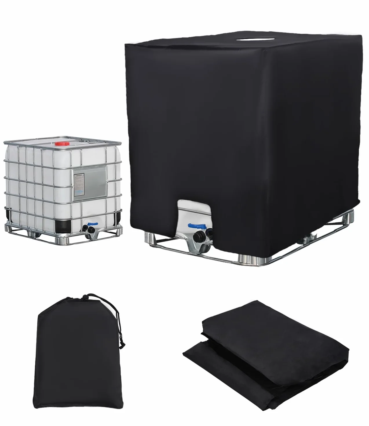 Osłona zbiornika IBC 1000 l ochrona UV 120x100x116 cm czarna
