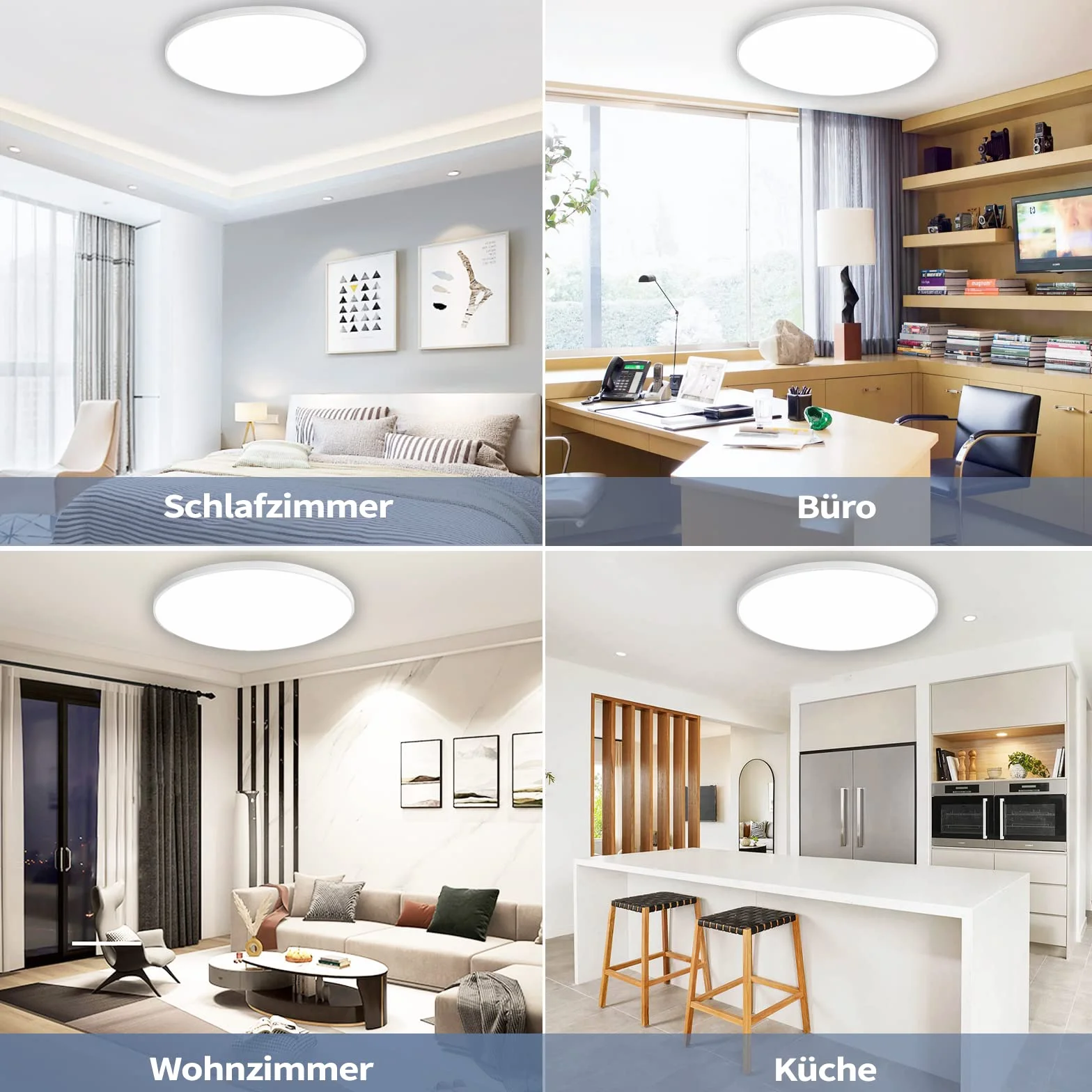NUODIFAN Lampa sufitowa LED, 36 W, 4250 lm, ultra cienka, biała, 3000 K/4000 K/6000 K, wodoszczelna IP65, lampa sufitowa, okrągła, lampa sufitowa, bez migotania, lampa LED