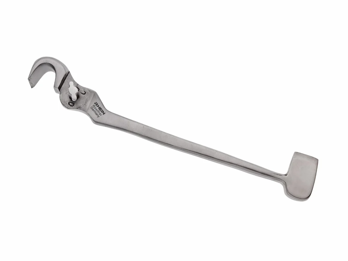 Szczypce do podkowy jako narzędzie kombi ok. 32 cm długości, składające się z szczypiec podkowy + młotek + dłuto do ścinania