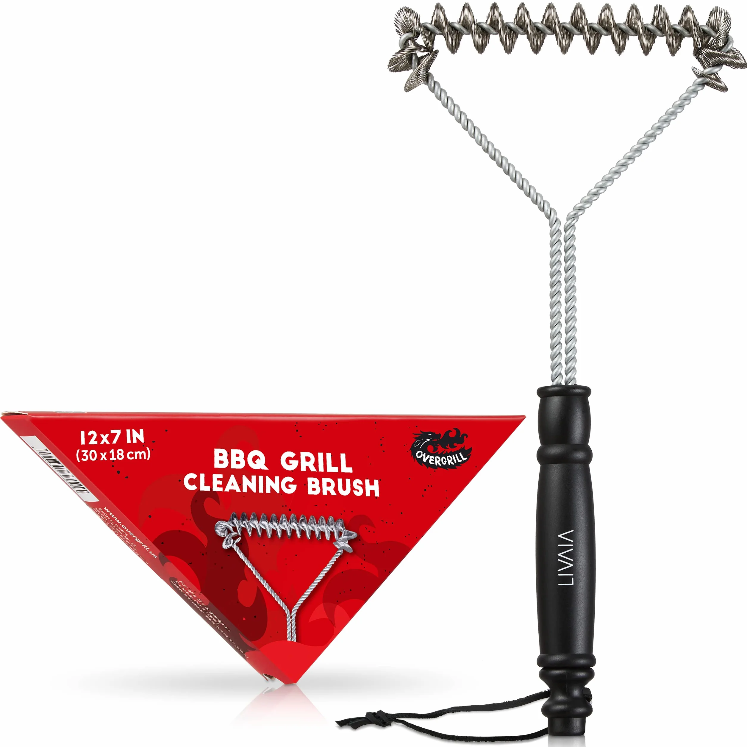 Szczotka do grilla ze stali nierdzewnej: szczotka do czyszczenia rusztu grilla ze stali nierdzewnej OVERGRILL do grilla gazowego, elektrycznego i węglowego