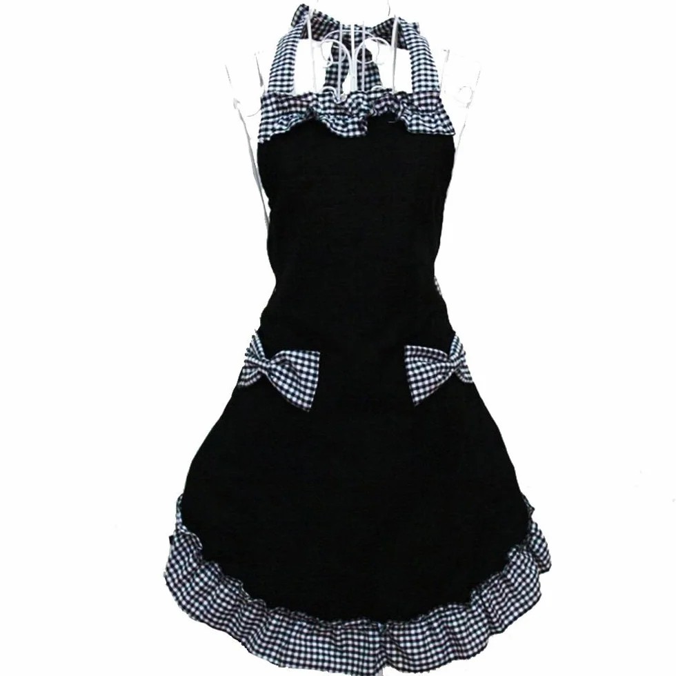 Damski Fartuch Kuchenny Vintage Frilly z 2 Kieszeniami Regulowany