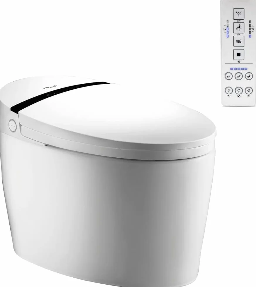 Nashi - Japońska toaleta z podwójnym wyjściem na podłogę lub ścianę | toaleta bidet | podgrzewane siedzisko, czyszczenie gorącą wodą i suszenie | światła LED | pilot zdalnego sterowania | Smart
