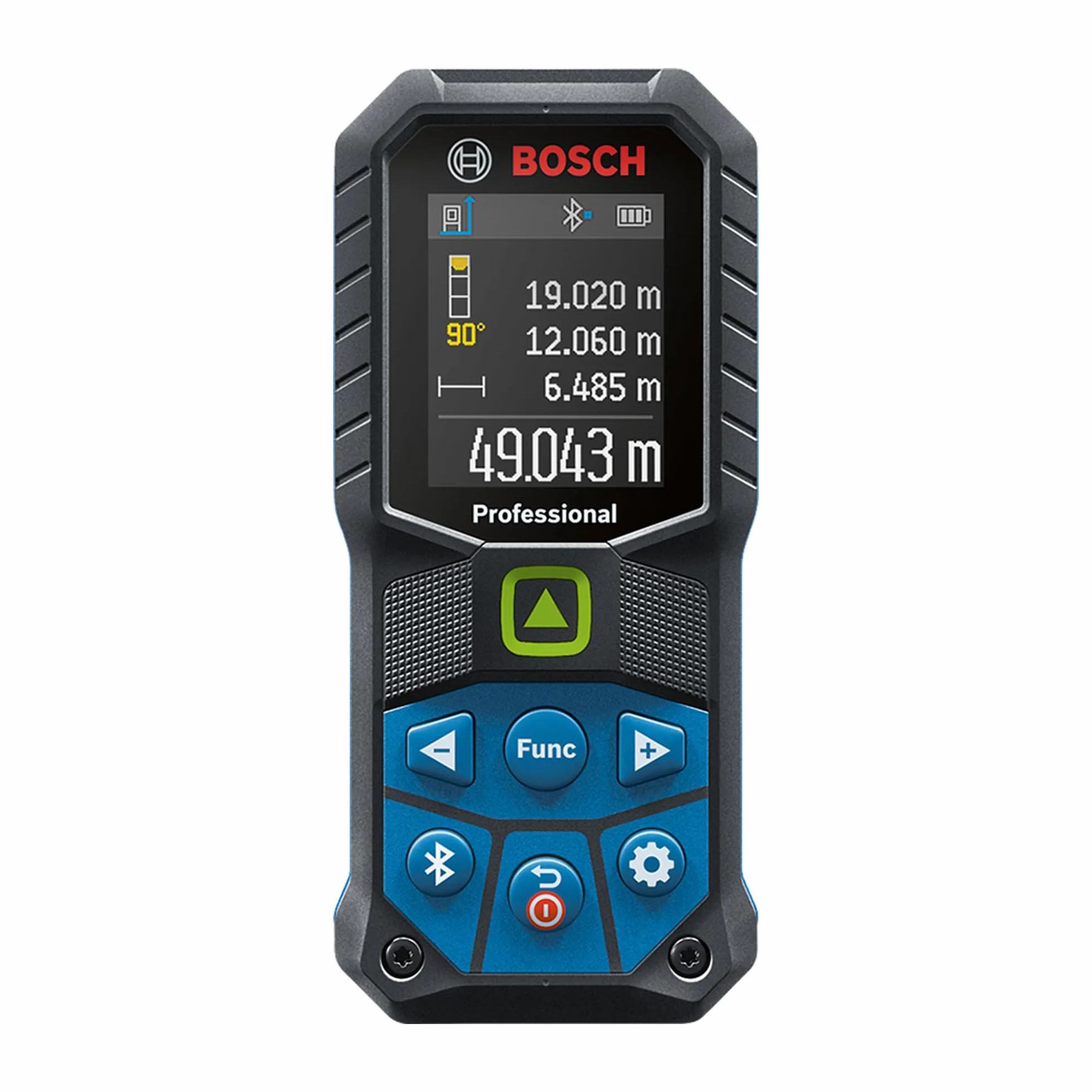 Bosch Professional Dalmierz laserowy GLM 50-27 CG (zielona wiązka laserowa, zasięg: do 50 m, wytrzymały, IP65, transfer danych przez Bluetooth, 2 baterie AA, uchwyt na rękę, pokrowiec)