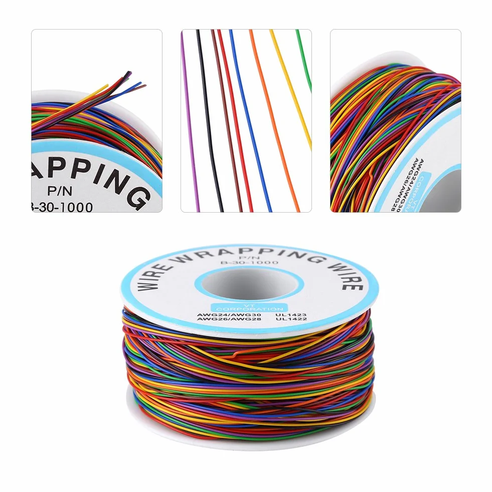 250m 8 przewodów 30AWG drut miedziany rolka kabla elektrycznego z izolacją PVC P/N B-30-1000