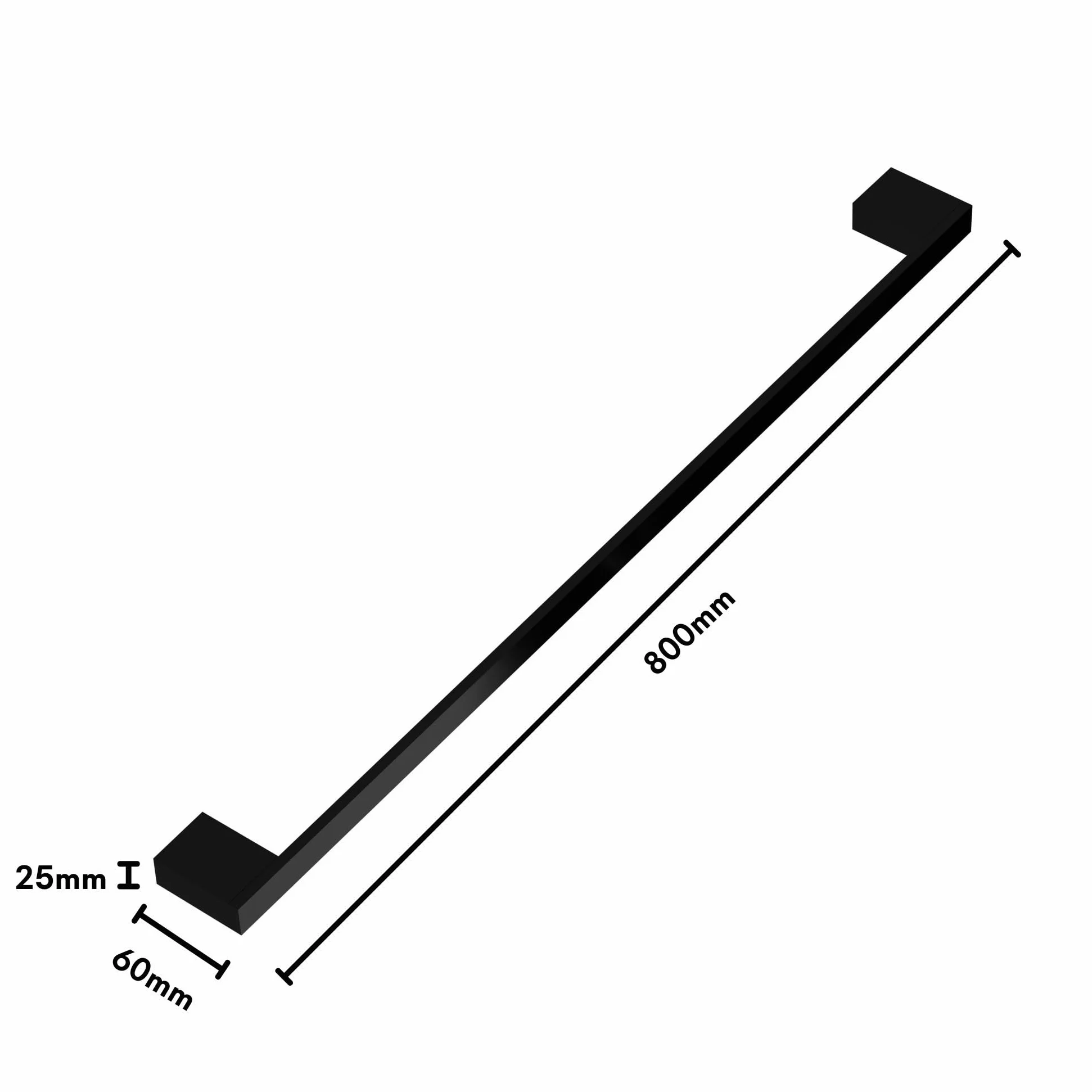 Kalb | Wieszak na ręczniki Lenn aluminiowy, bardzo długi (80 cm), na ścianę, podwójne mocowanie, do łazienki i umywalki, czarny lub chrom, wieszak na ręczniki (czarny)
