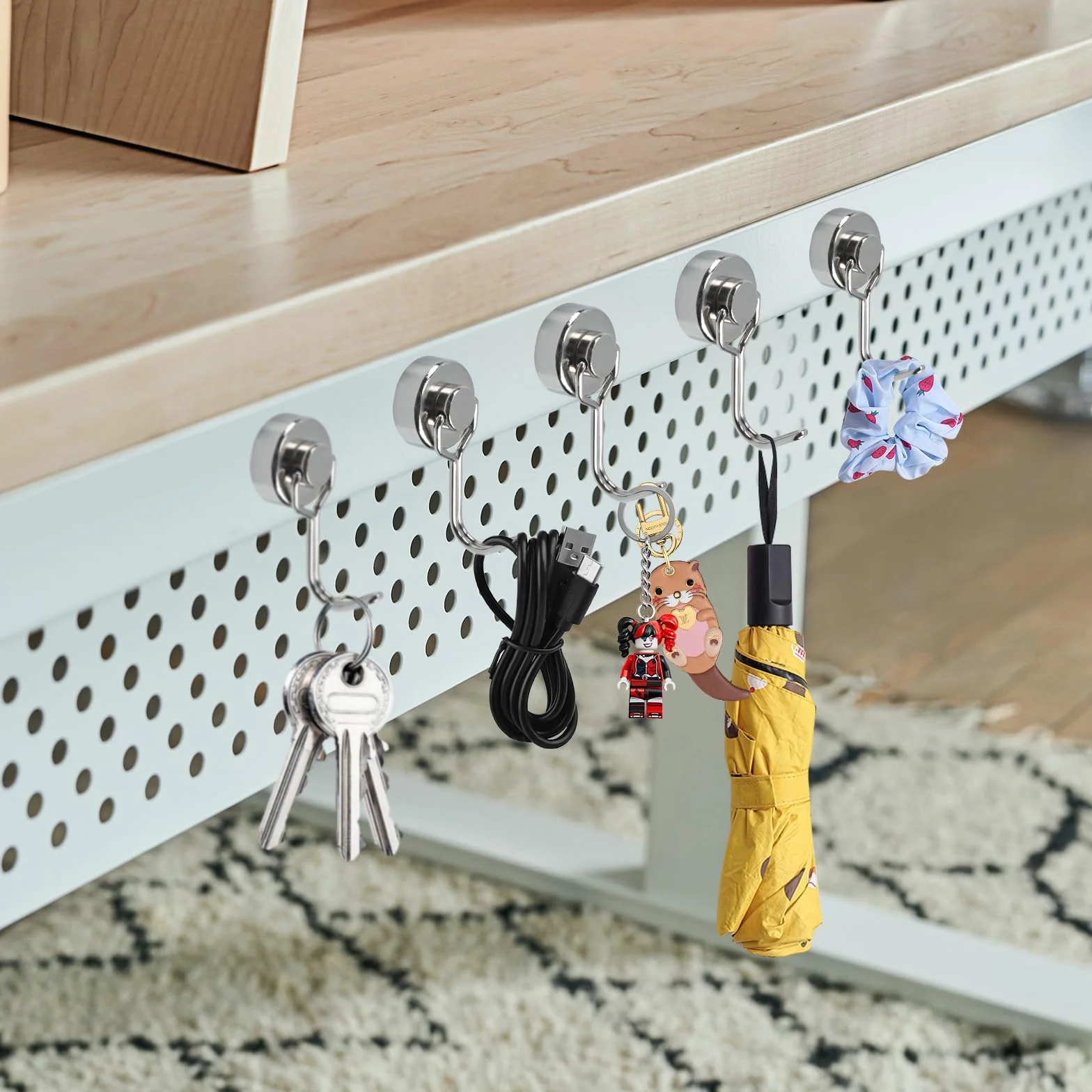 Haczyki magnetyczne bardzo mocne magnesy neodymowe 20 mm z mocnym hakiem małe magnesy obrotowe haczyki żelazna na lodówkę, sufit, kuchnia, ciężki, 6 sztuk