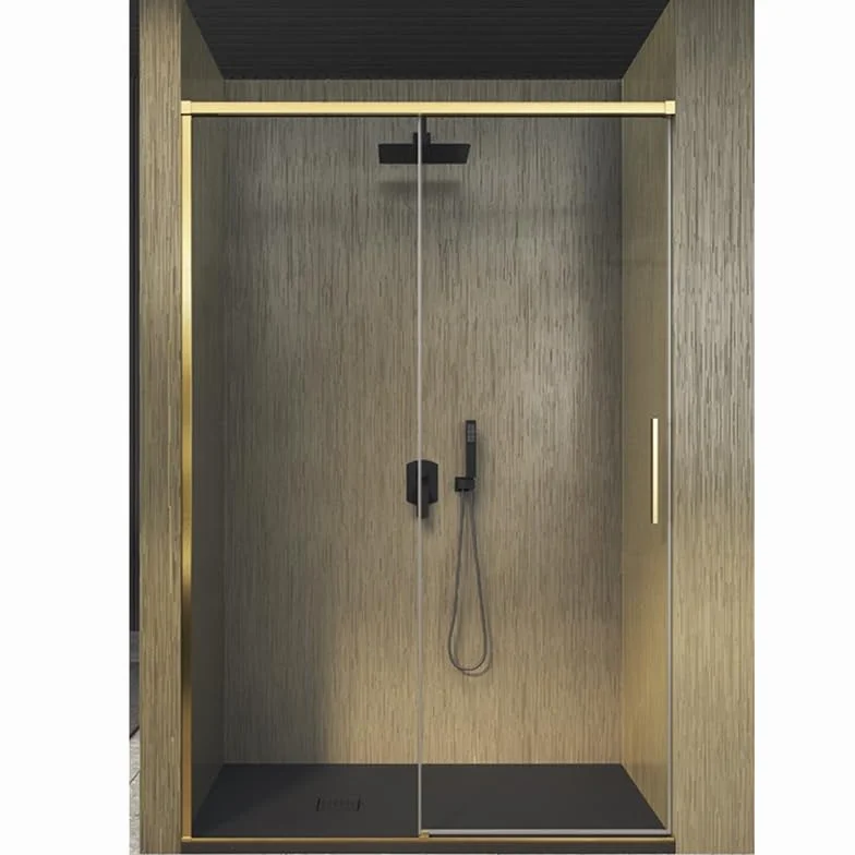 IMPALLI Kabina prysznicowa H210 cm wysuwana 117-120 cm przesuwna kabina prysznicowa drzwi wolno zamykane szkło hartowane 8 mm przezroczyste profile antykamieniowe aluminiowe (złote szczotkowane 120)