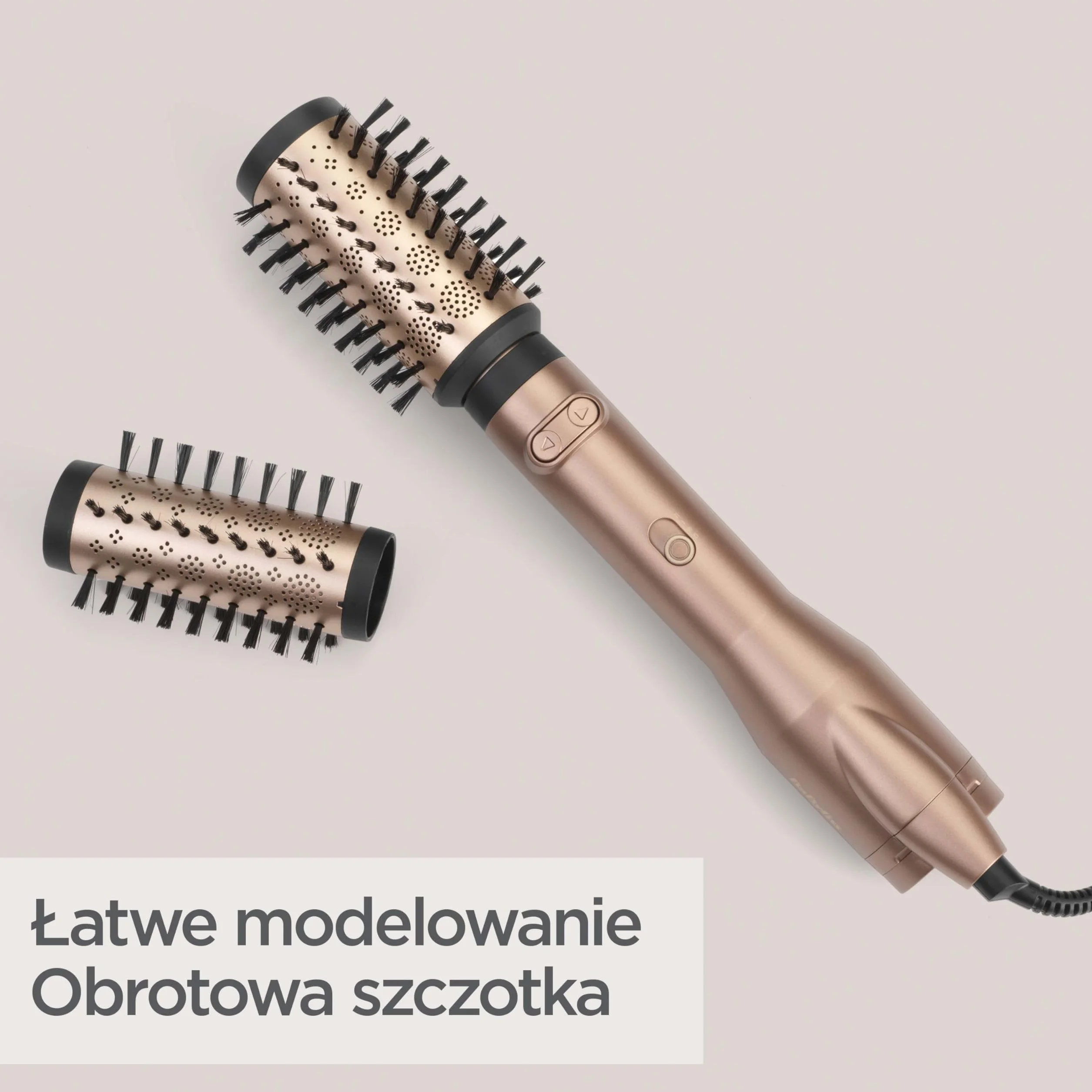 BaByliss Big Hair Dual Hot Air Rotating Brush - 650 W, technologia jonowa, nakładki 50 mm i 40 mm, 2 kierunki obrotu, 2 ustawienia temperatury + zimny nadmuch, czarny, AS952E