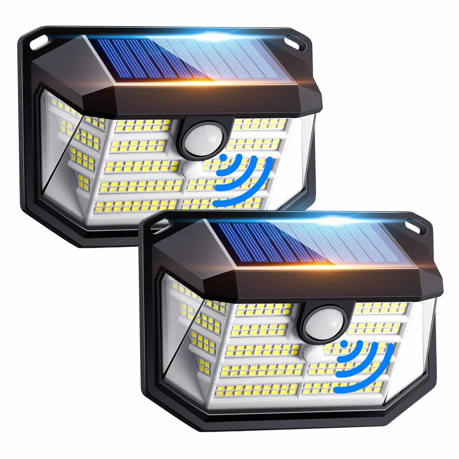 Lampa solarna zewnętrzna [2 sztuki], [230 diod LED + 3 tryby + 300° superjasna] Lampa solarna ogrodowa, 2200 mAh IP65