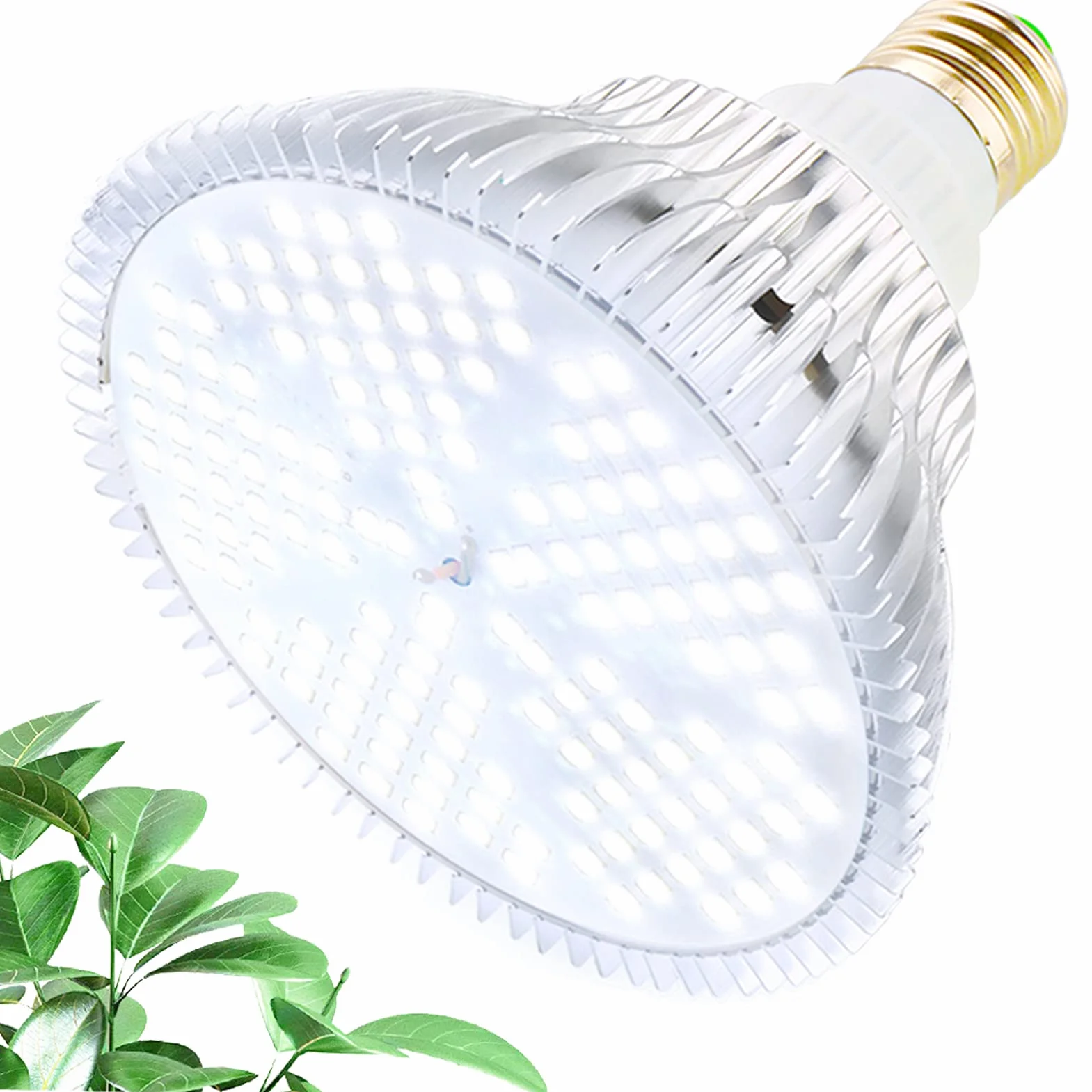 MILYN Lampa LED do uprawy roślin, 100 W, białe światło dzienne, pełne spektrum, E27, 150 diod LED, dla szklarni i ogródka