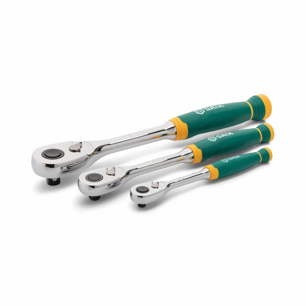 SATA 3-częściowy zestaw grzechotkowy 72T Teardrop Comfort Grip 1/4, 3/8, 1/2