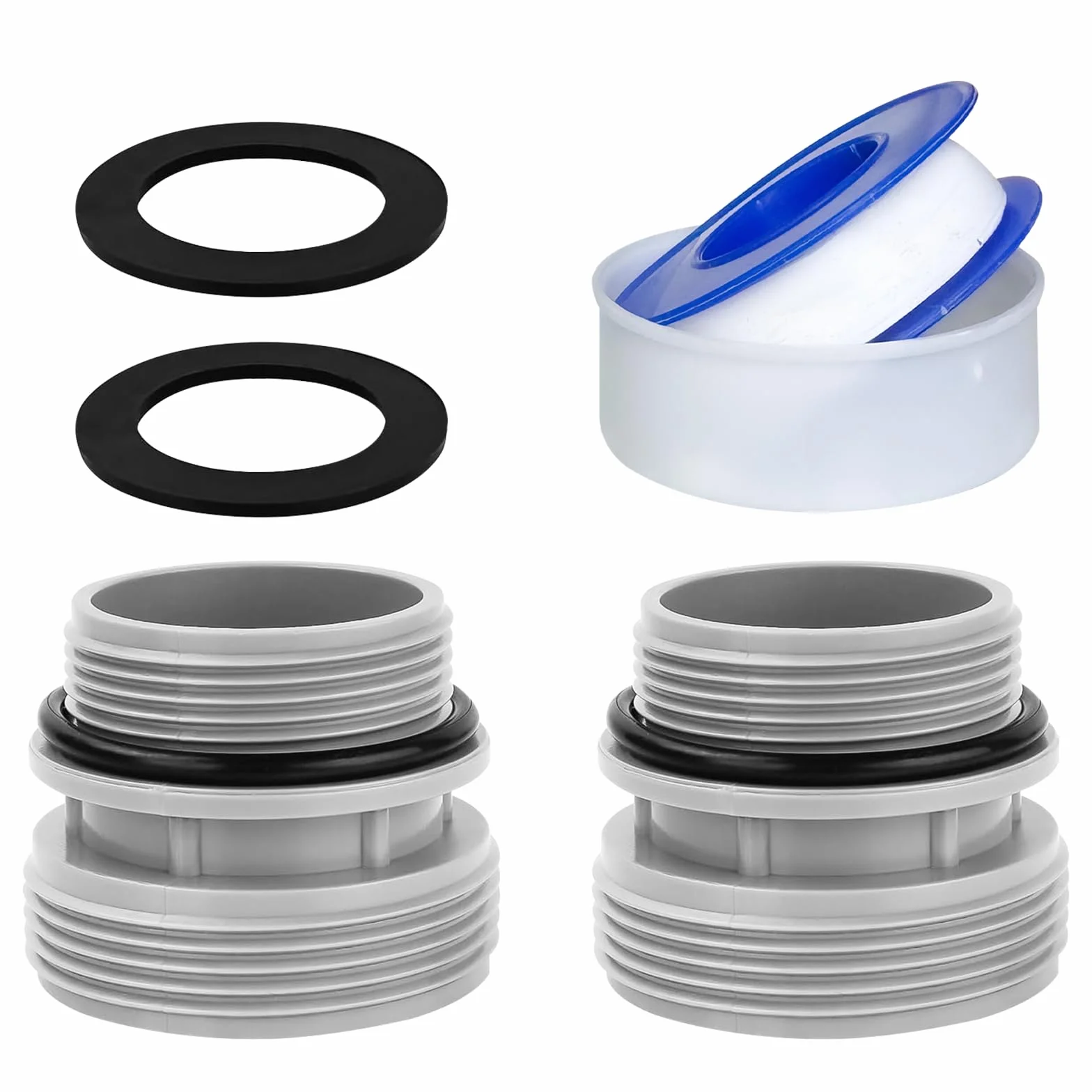 Adapter do węża basenowego 38 mm na 1 1/2 cala z uszczelką, zestaw 2 szt.