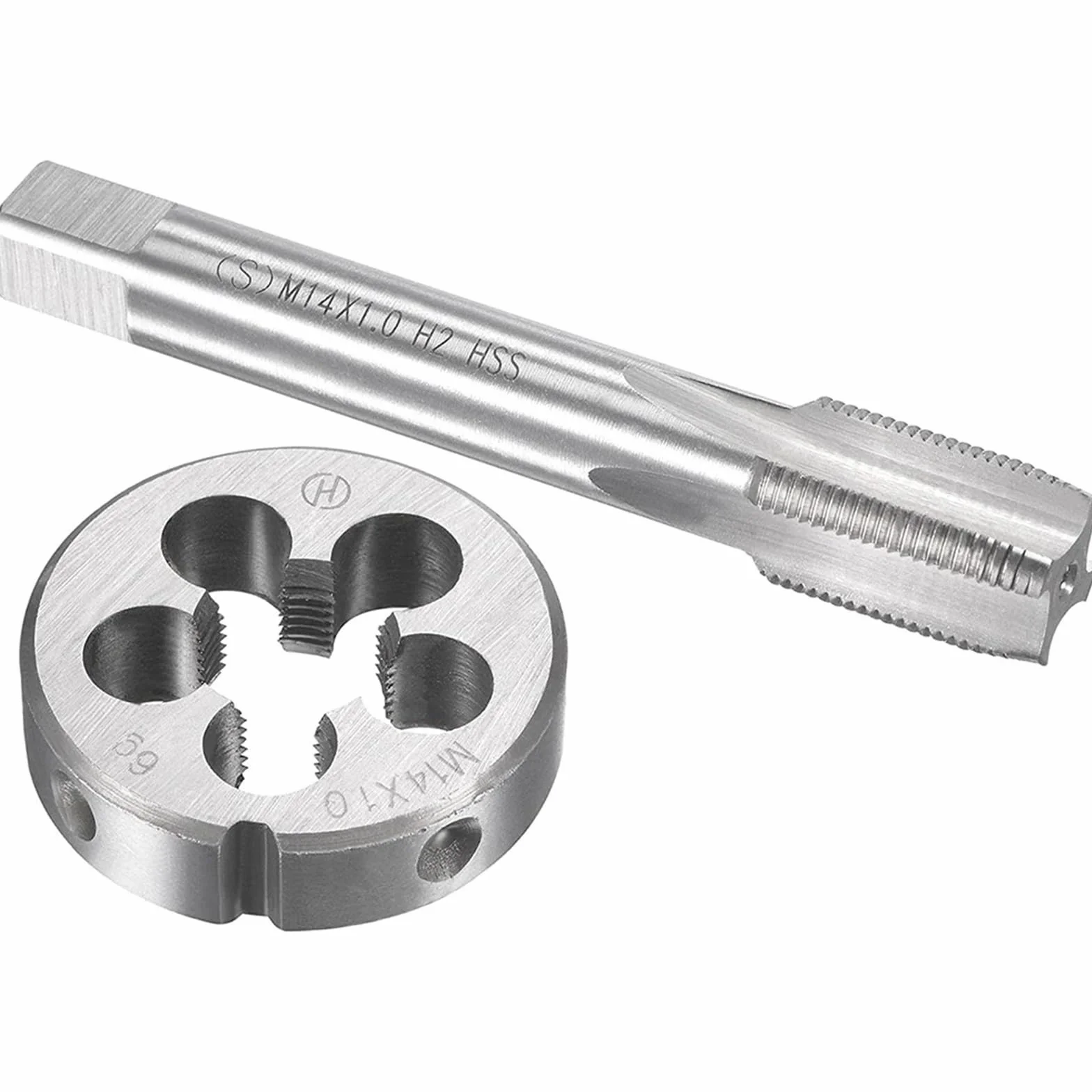 Zestaw gwintowników i narzynek HSS M14X1 mm Gwintownik i narzynka M14X1,0 mm Gwintownik metryczny Prawy gwintownik ze stali szybkotnącej Narzynki Narzędzia ręczne