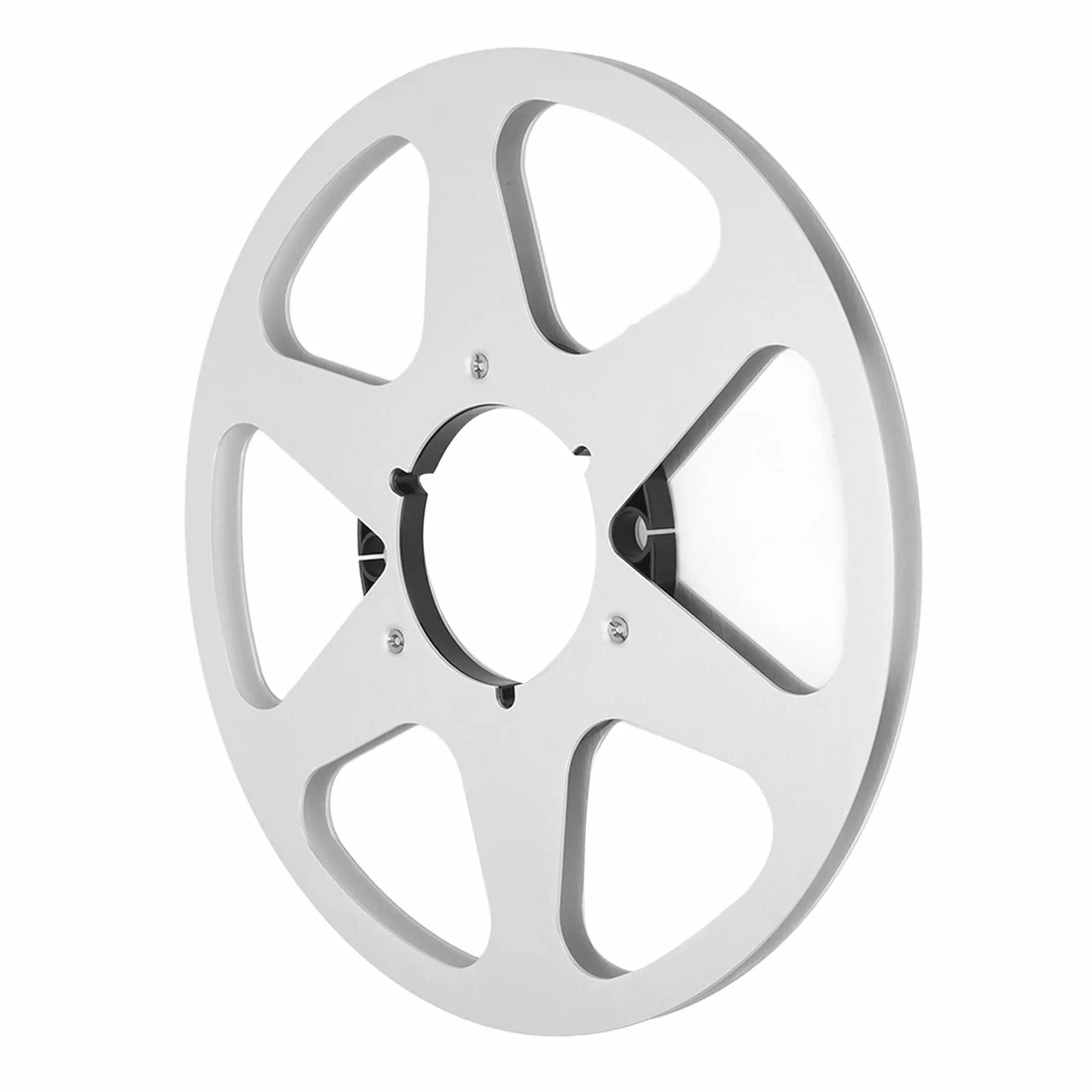 10-calowa Otwarta Szpula Audio Aluminiowa Szpula Odbiorcza, Pusta Szpula Odbiorcza na małą piastę, Magnetofon Szpulowy na taśmę magnetofonową na Taśmy 1/4 Cala, Magnetyczna (Srebrny kolor)