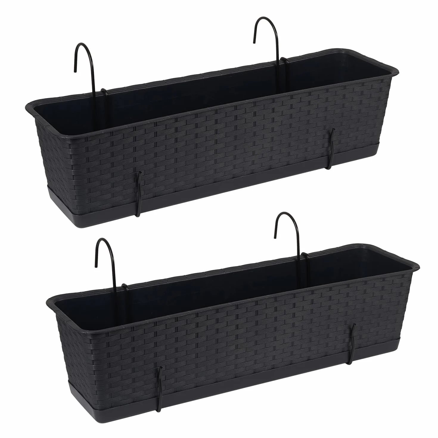 Tymar Skrzynka na kwiaty balkonowa rattanowa 70 cm antracytowa 2 sztuki