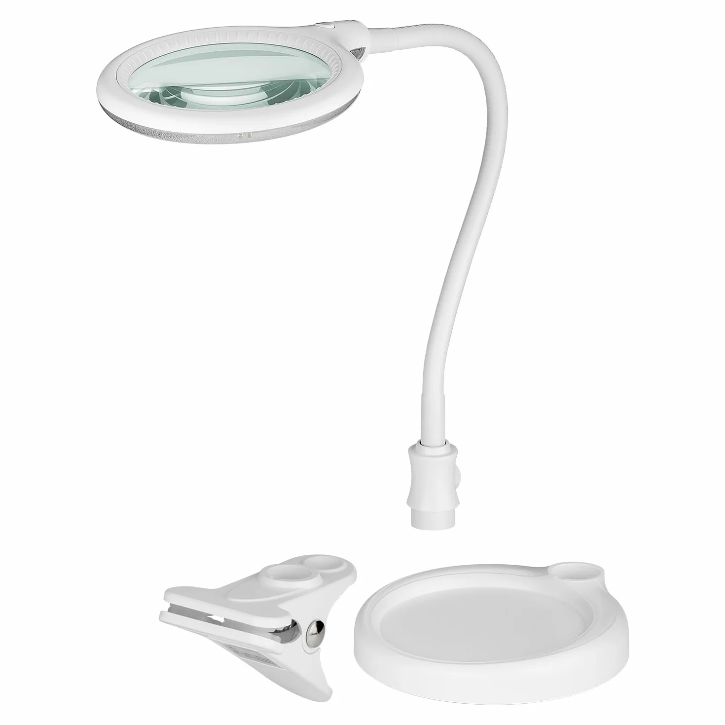 goobay 60359 LED lampa z lupą – lampa z lupą ze stojakiem – lupa stojąca – pobór mocy 6 W – temperatura barwowa 6200 K – strumień świetlny 480 lm, biała