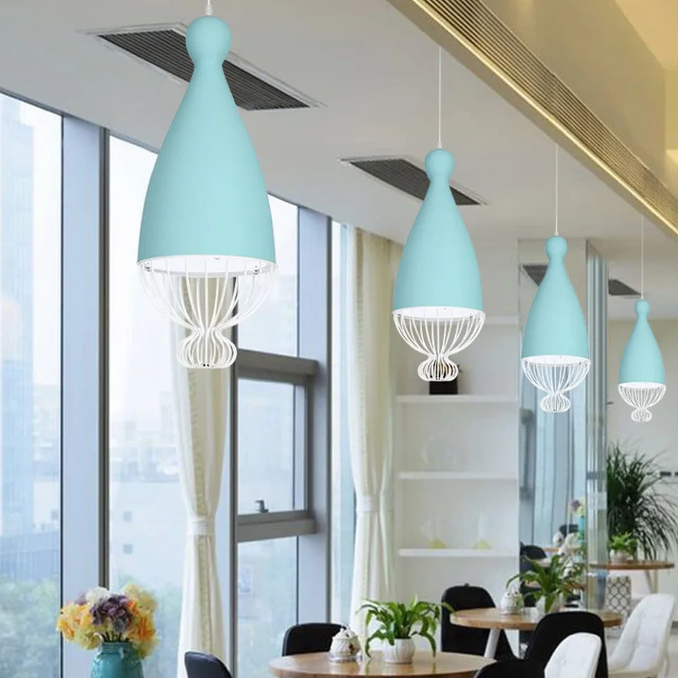 Lampa wisząca LED w stylu nordyckim, metalowa pojedyncza lampa sufitowa, oświetlenie wewnętrzne, bary restauracje, regulowana wysokość (30 cm, żółta