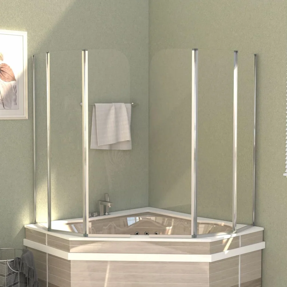 Kabiny prysznicowe 2 szt. 104 x 130 cm szkło hartowane przezroczyste | Składana konstrukcja, profile aluminiowe, łatwy montaż, do wanny